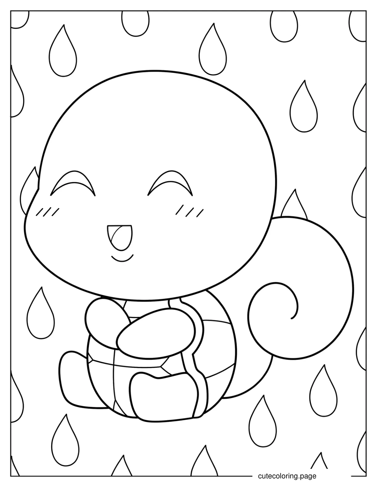 Kawaii Squirtle Coloring Page For Preschoolers coloring page