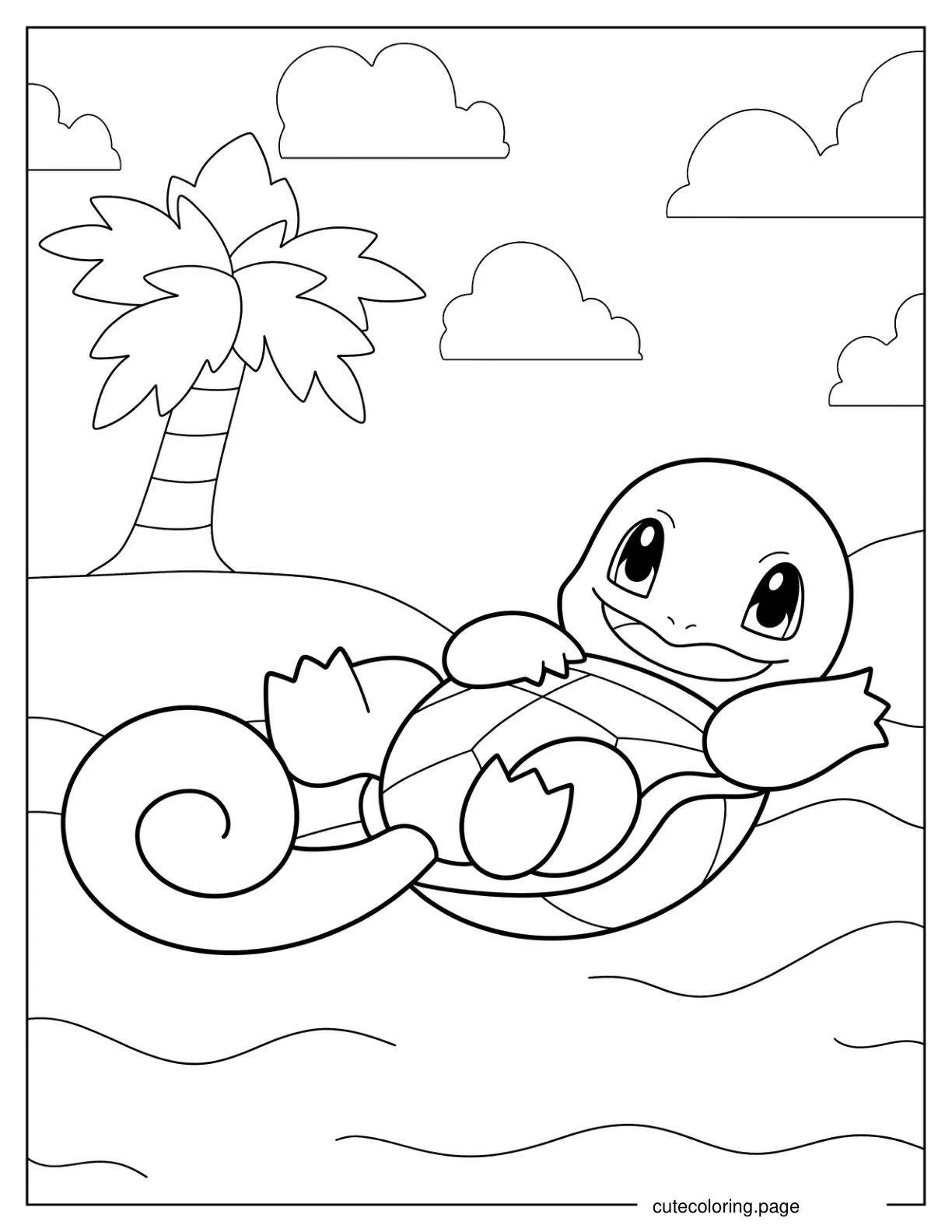 Squirtle Rolling On Sand Coloring Sheet coloring page