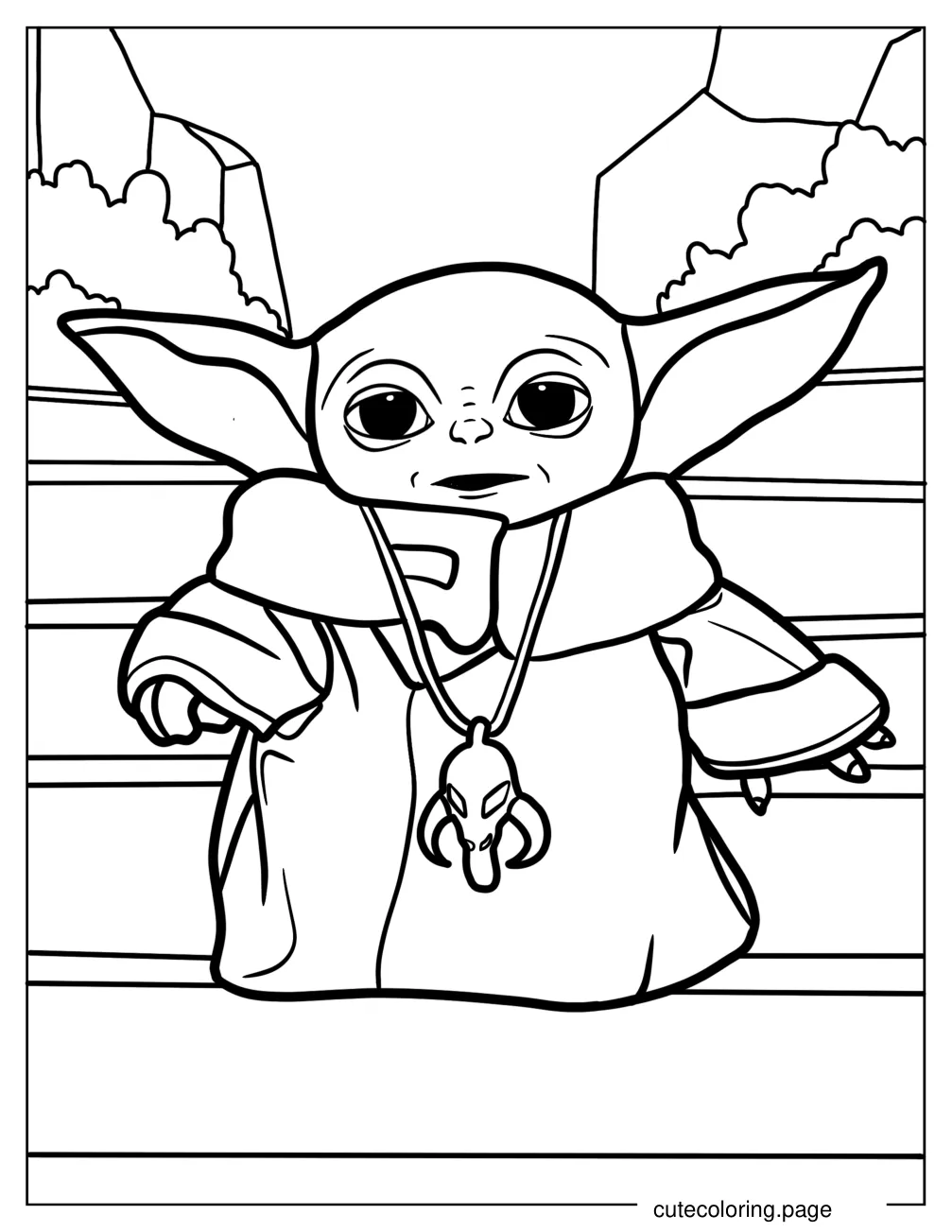 Baby Yoda Coloring In For Preschoolers coloring page