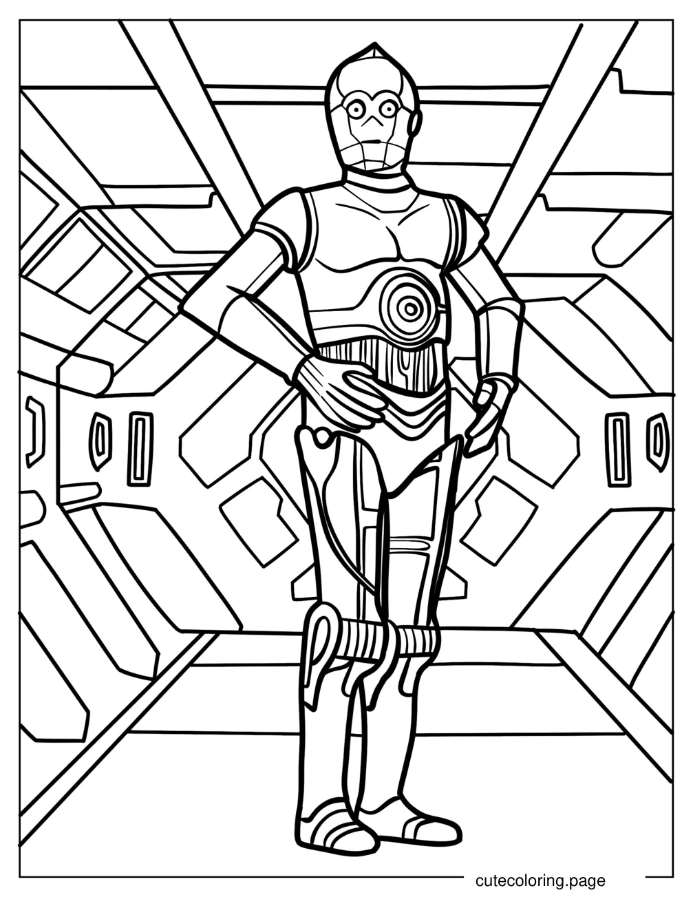 C 3PO Standing In Starship coloring page