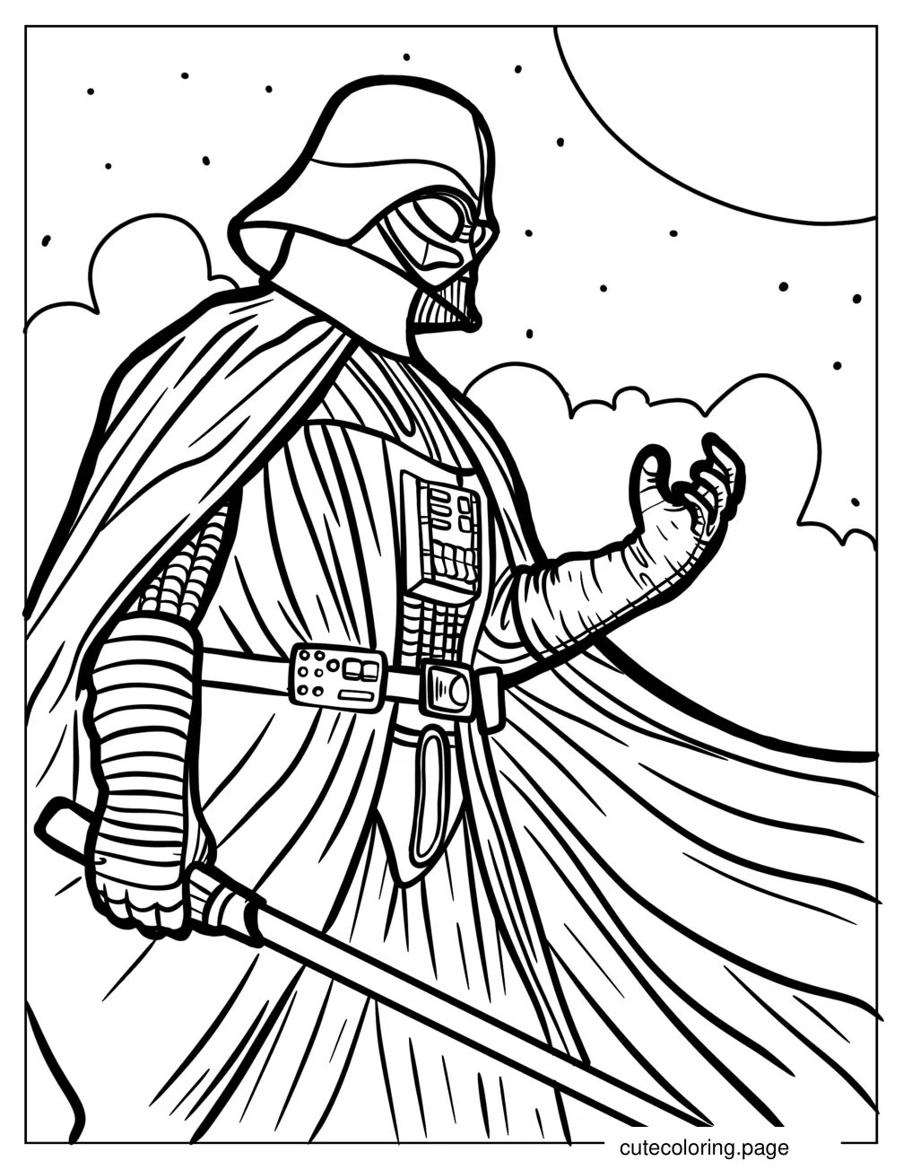 Darth Vader In A Battle Coloring Page coloring page