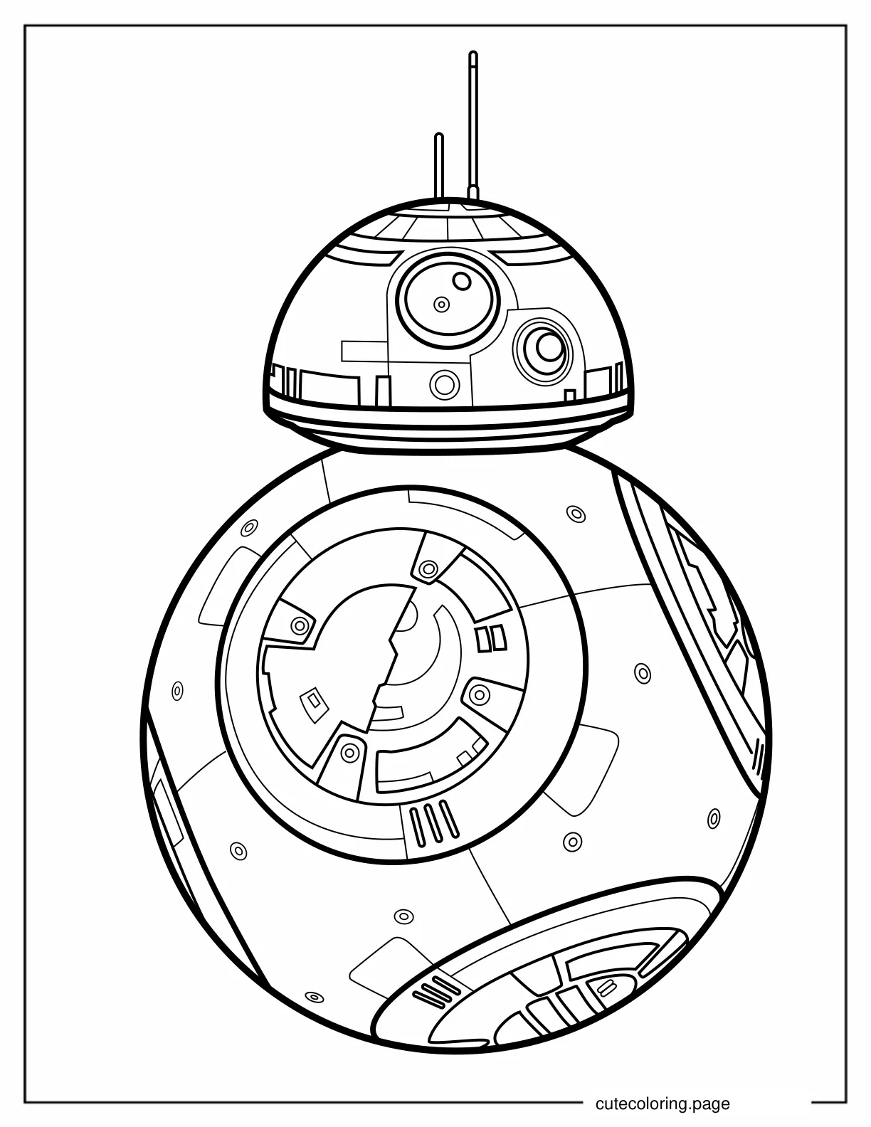 Detailed BB8 Outline Coloring Page coloring page