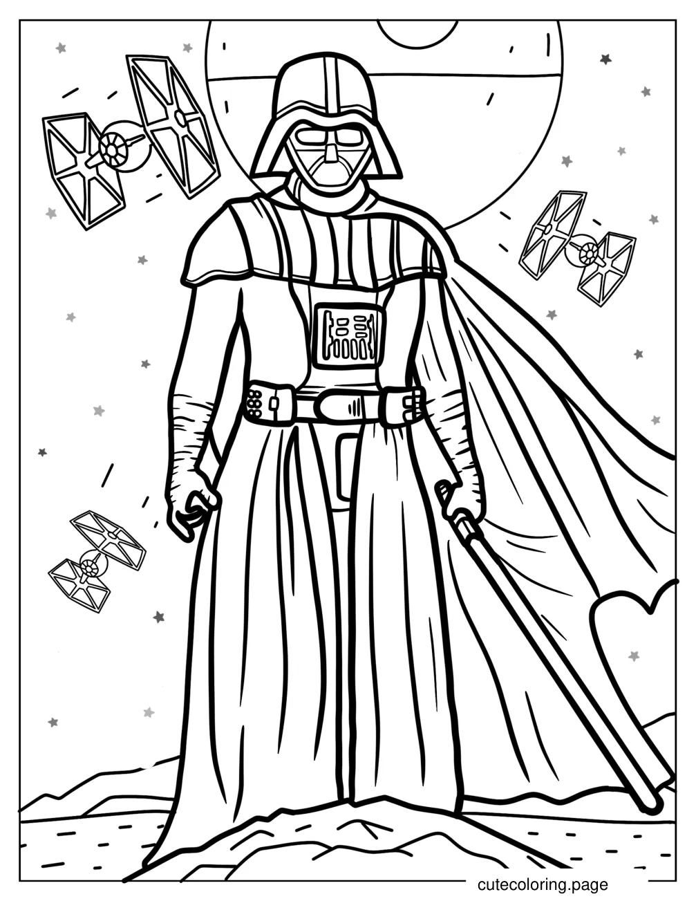 Easy Darth Vader Coloring Page For Kids coloring page