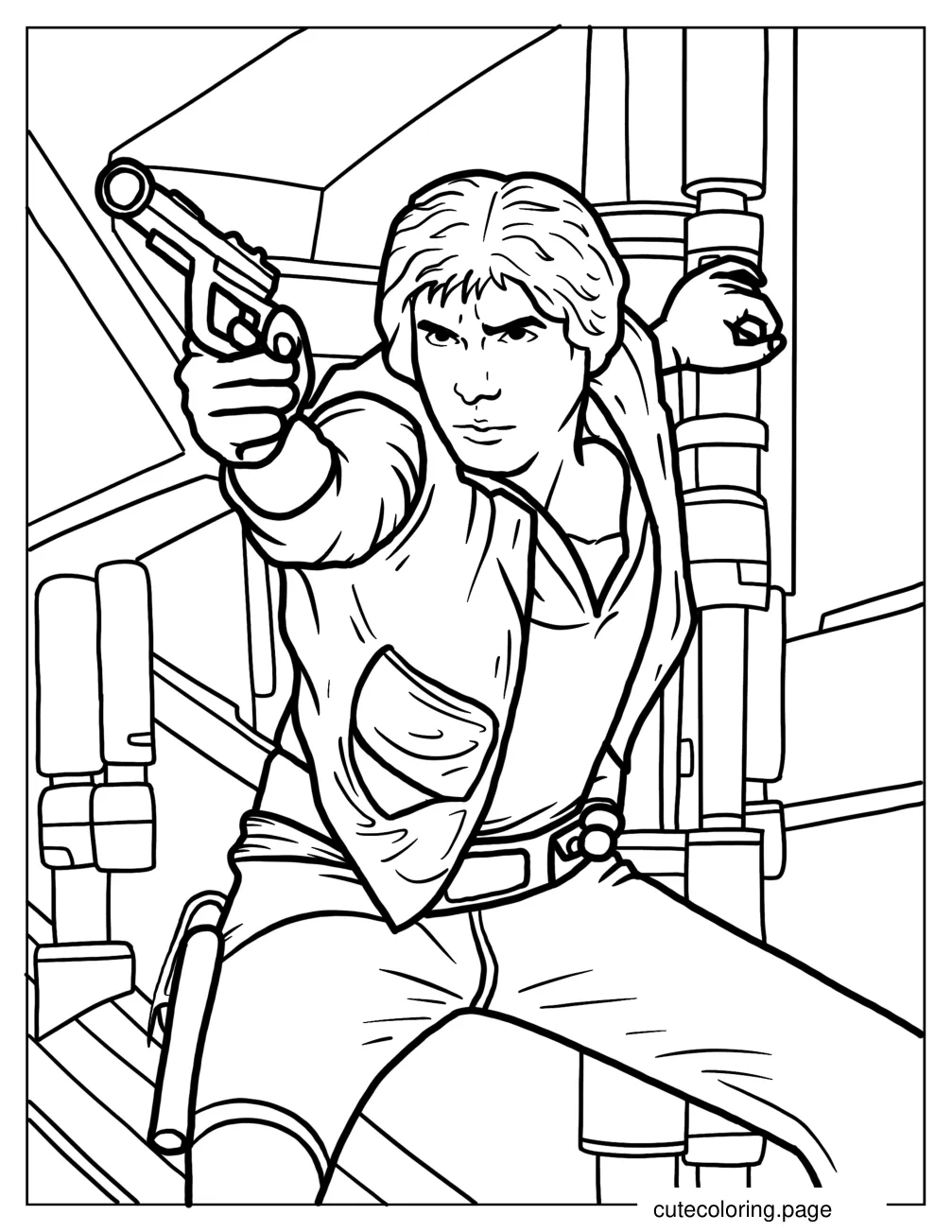 Han Solo Shooting Blaster Pistol Coloring Sheet coloring page