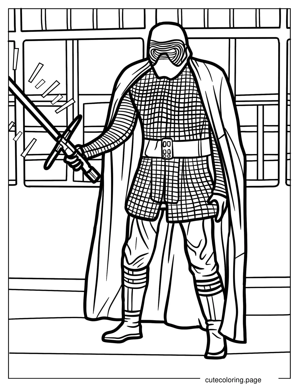 Kylo Ren Fighting In Starship coloring page