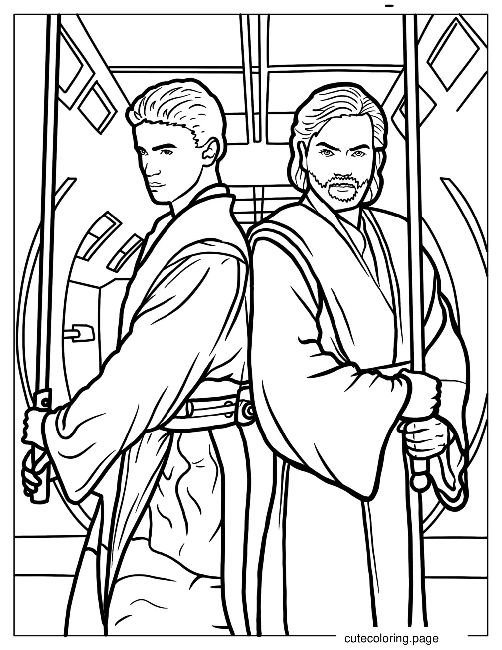 Luke Skywalker And Obi Wan Kenobi Back To Back coloring page