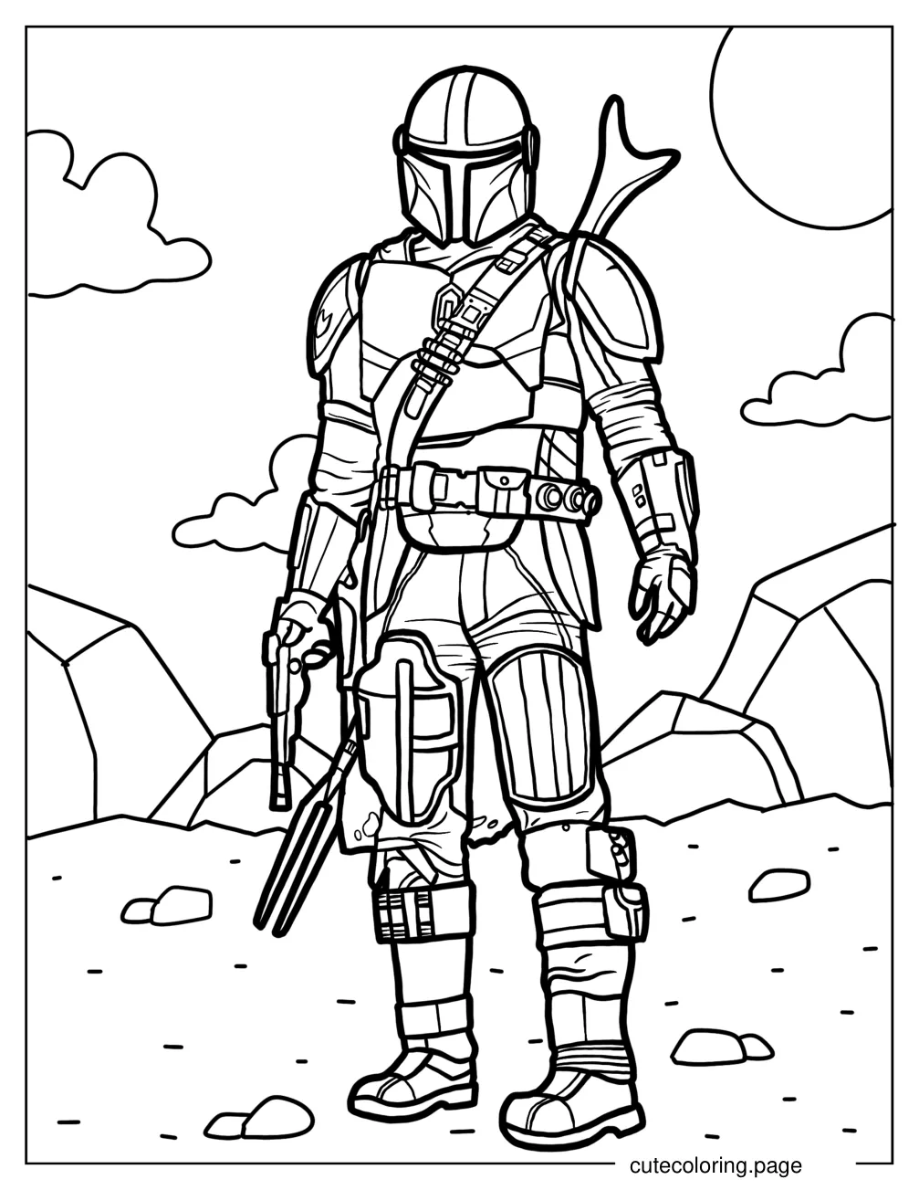 Realistic The Mandalorian Armor Coloring Sheet coloring page