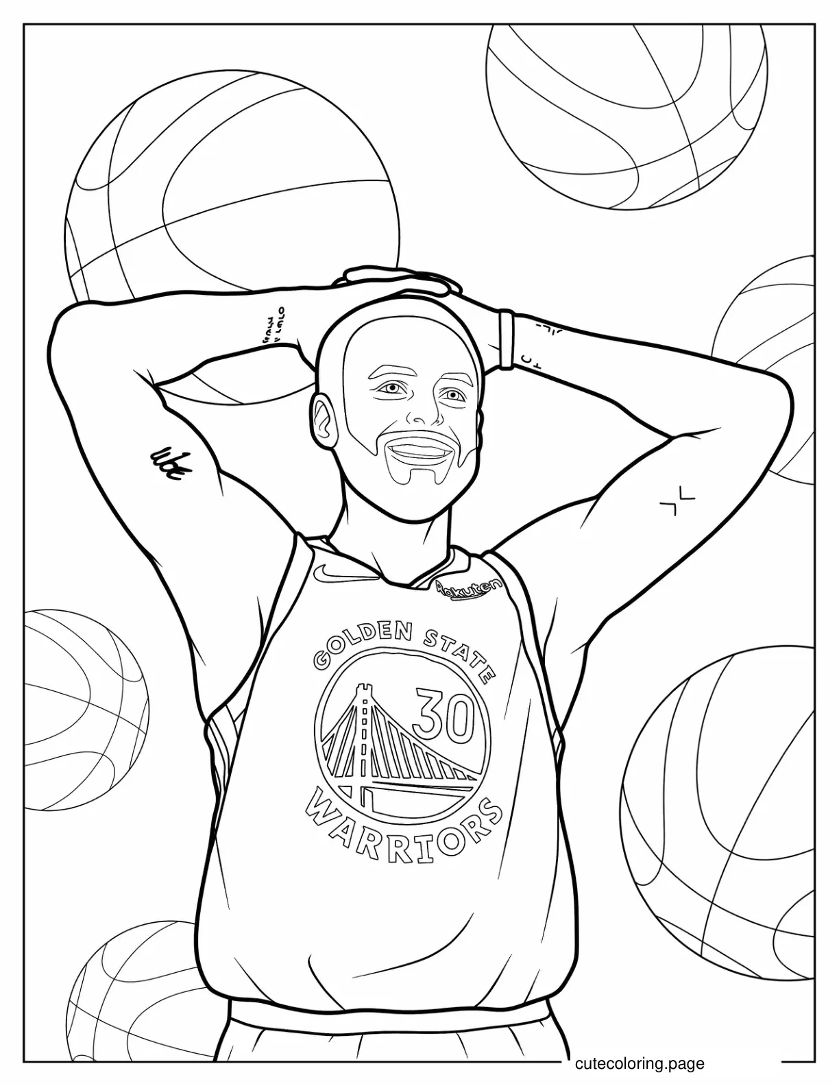 Close Up Of Stephen Curry Coloring Sheet coloring page