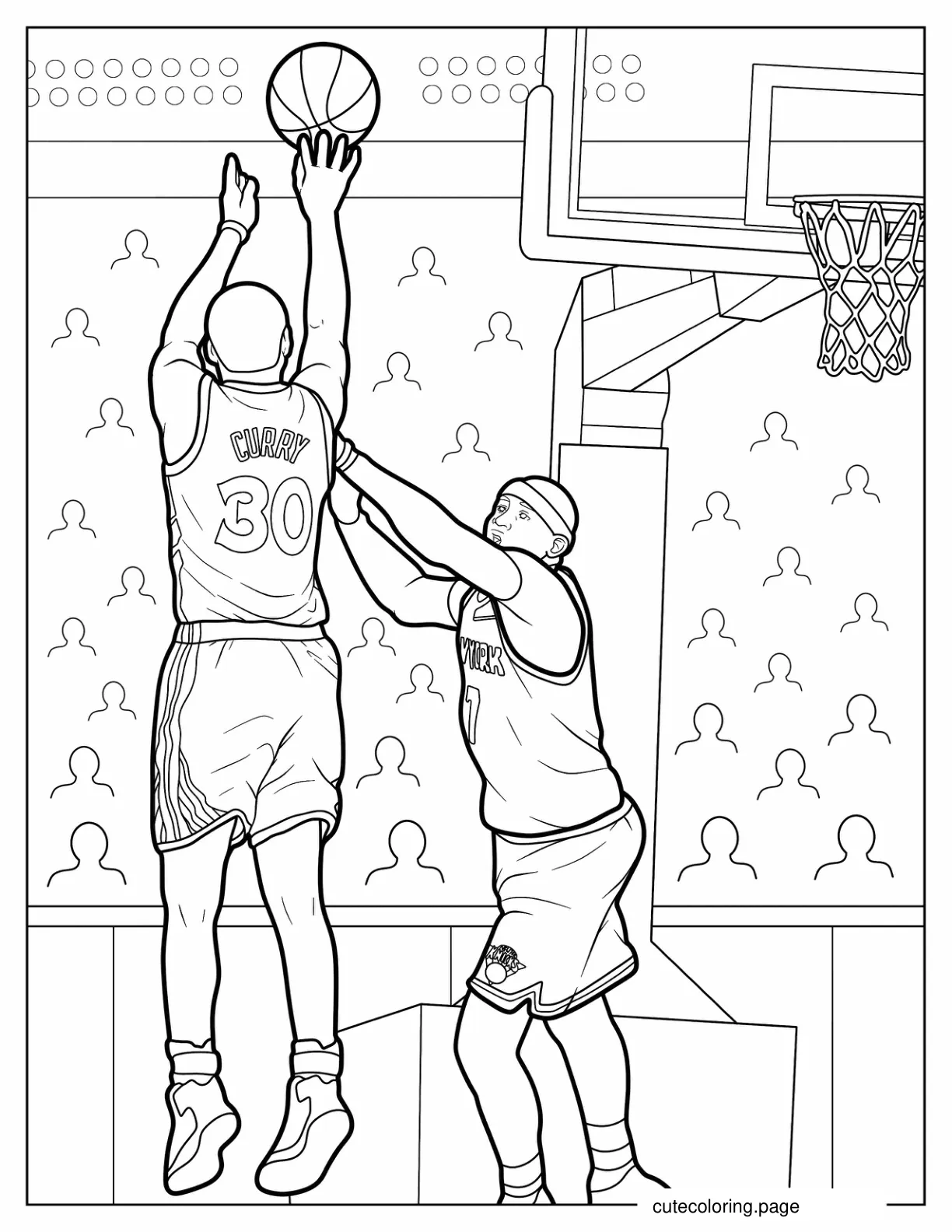 Coloring Page Of Stephen Curry Shooting Three Pointer coloring page