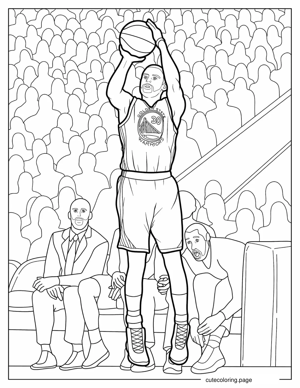 Detailed Coloring Page Of Stephen Curry About To Shoot coloring page