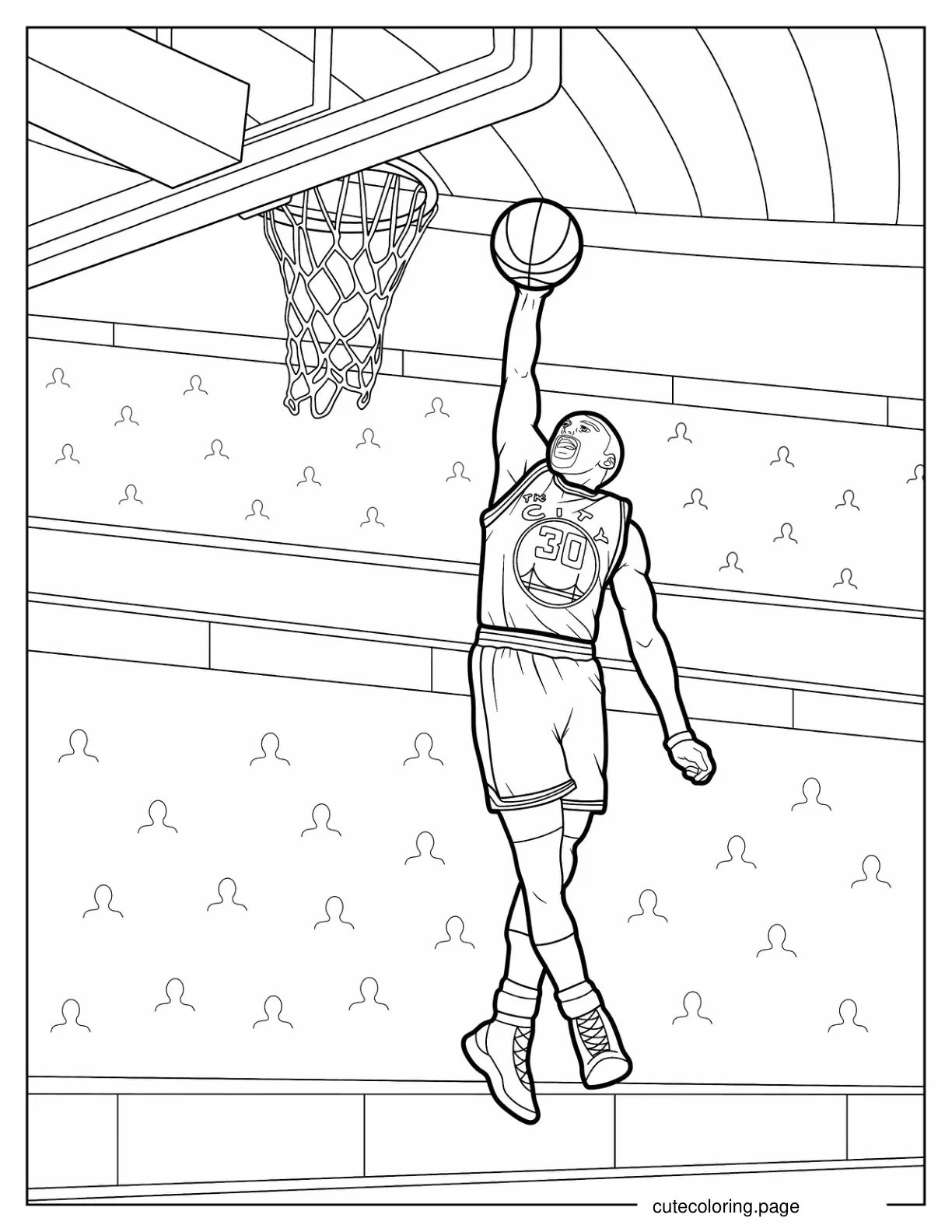 Stephen Curry Dunking Ball Coloring Sheet coloring page