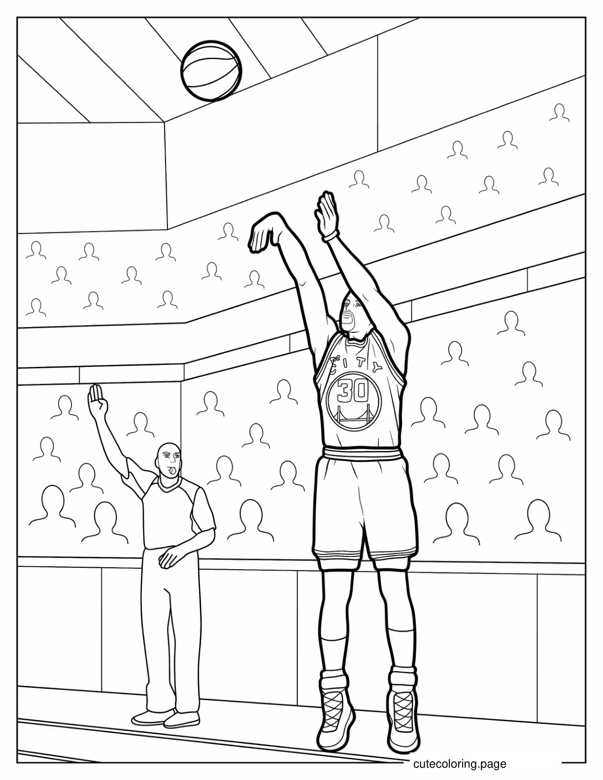 Stephen Curry Shooting Ball Coloring In For Kids coloring page