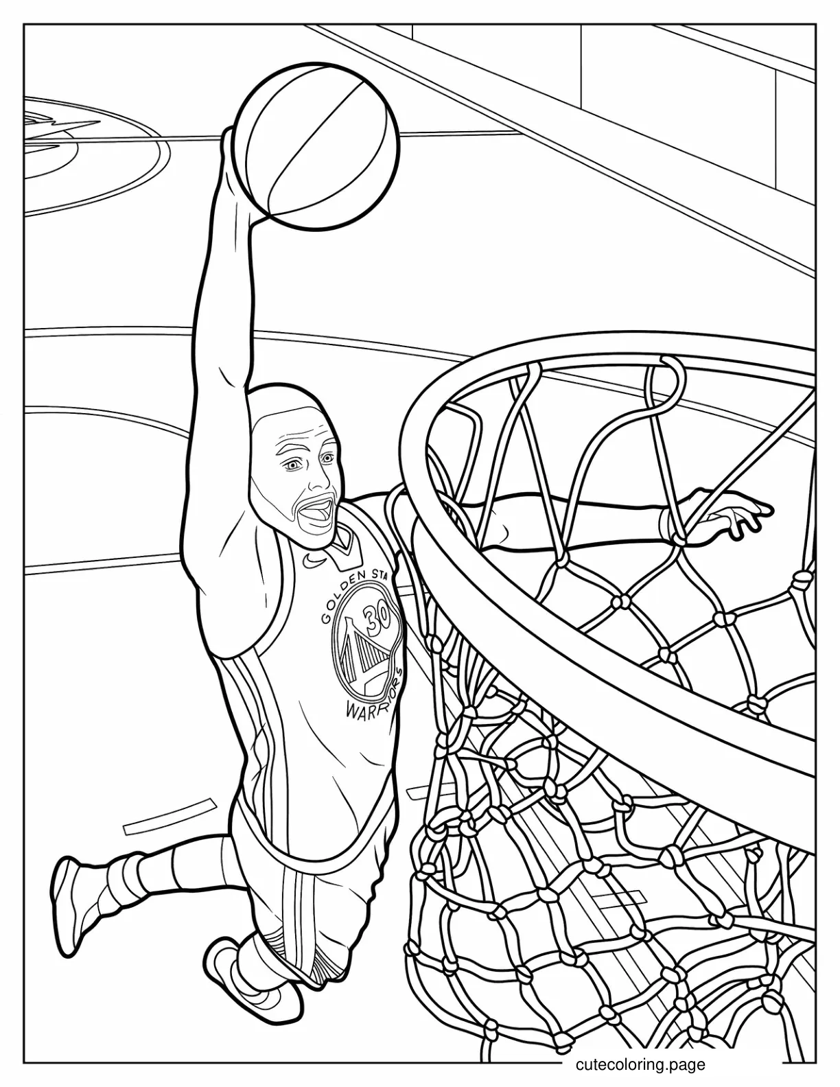 Stephen Curry Slam Dunk Coloring Sheet coloring page