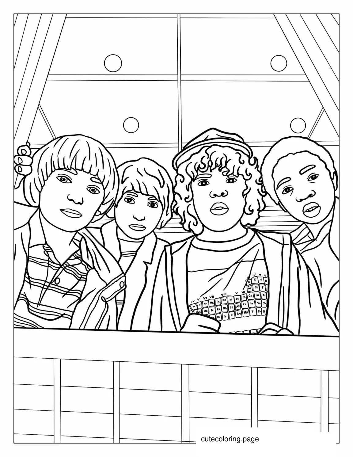 Coloring Sheet Of Dustin Lucus Will and Mike coloring page