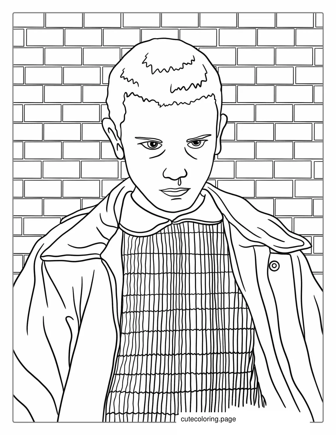 Coloring Sheet Of Eleven From Stranger Things coloring page