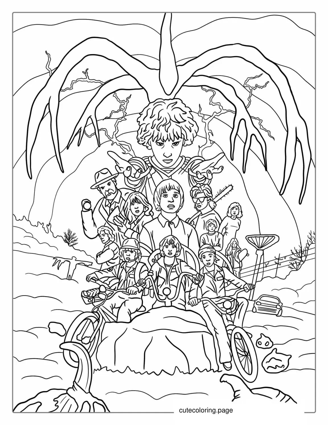 Detailed Stranger Things Coloring Sheet For Adults coloring page