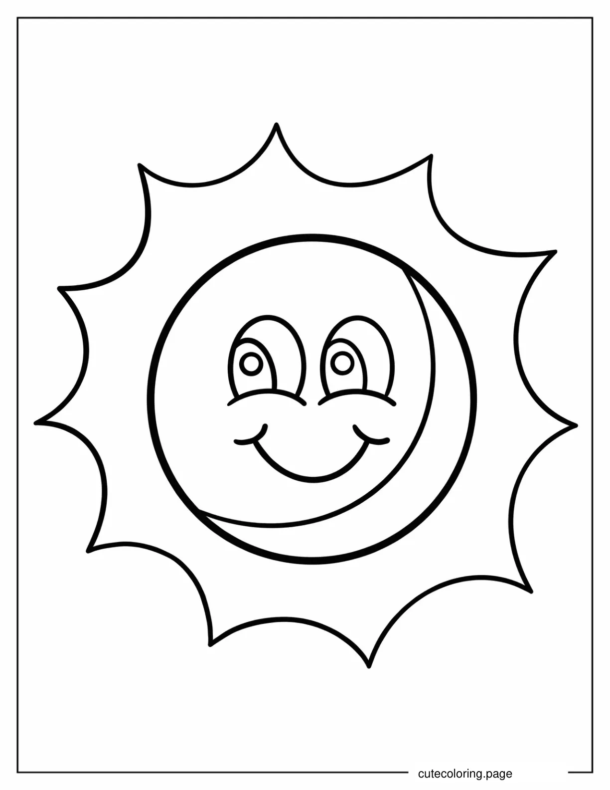 Easy Outline Of a Smiling Sun To Color coloring page