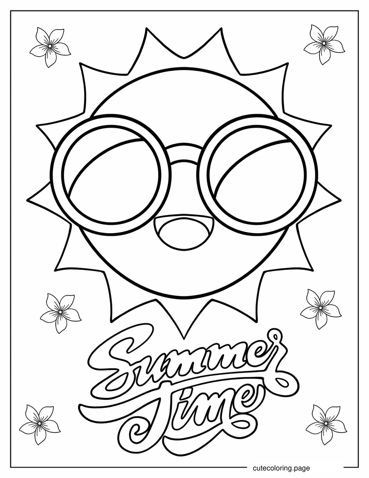 Summer Themed Sun To Color coloring page