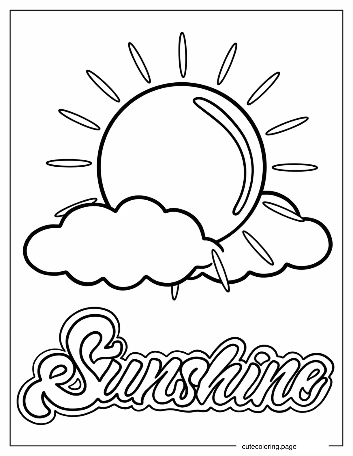 Sun In Cloud To Color coloring page