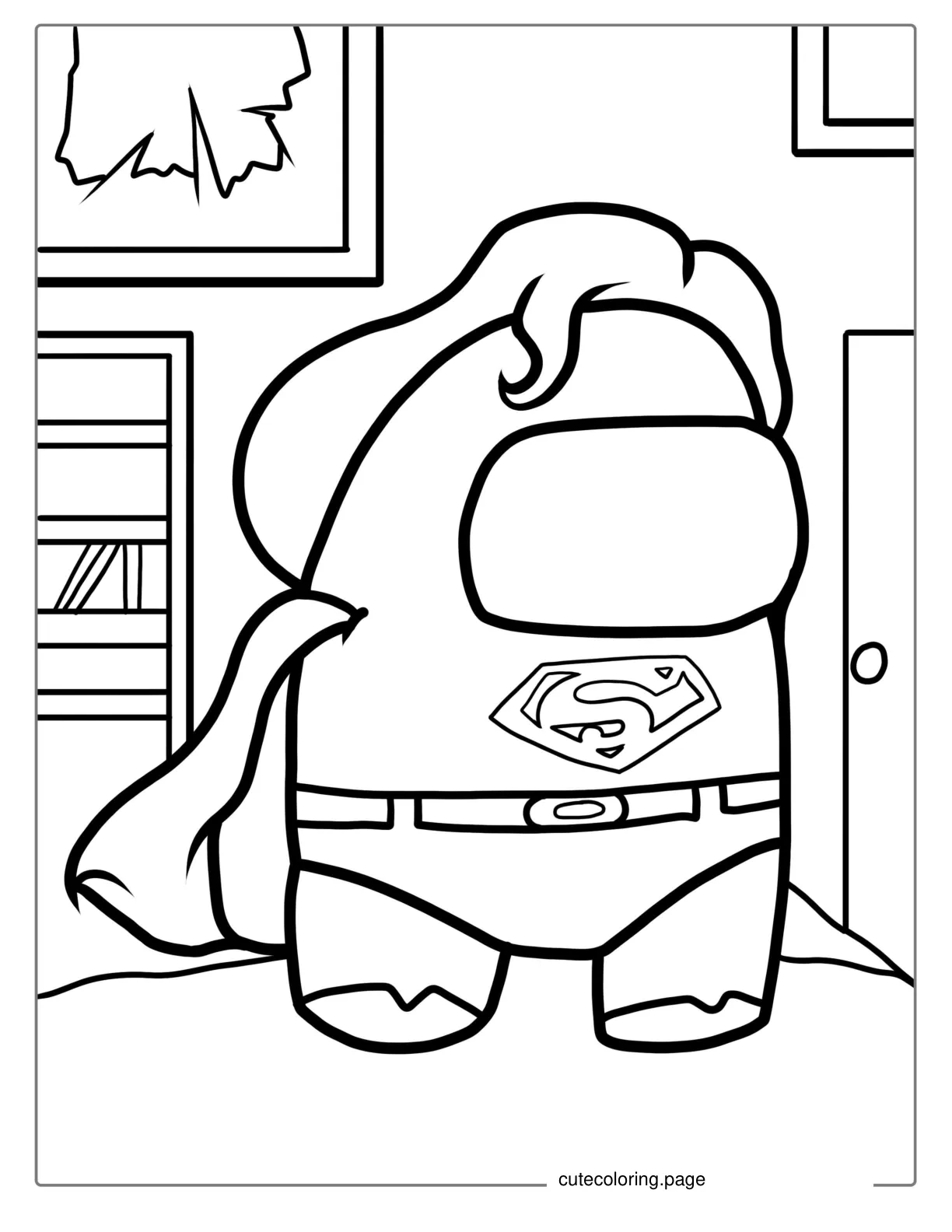 Among Us Superman Themed Coloring Page coloring page