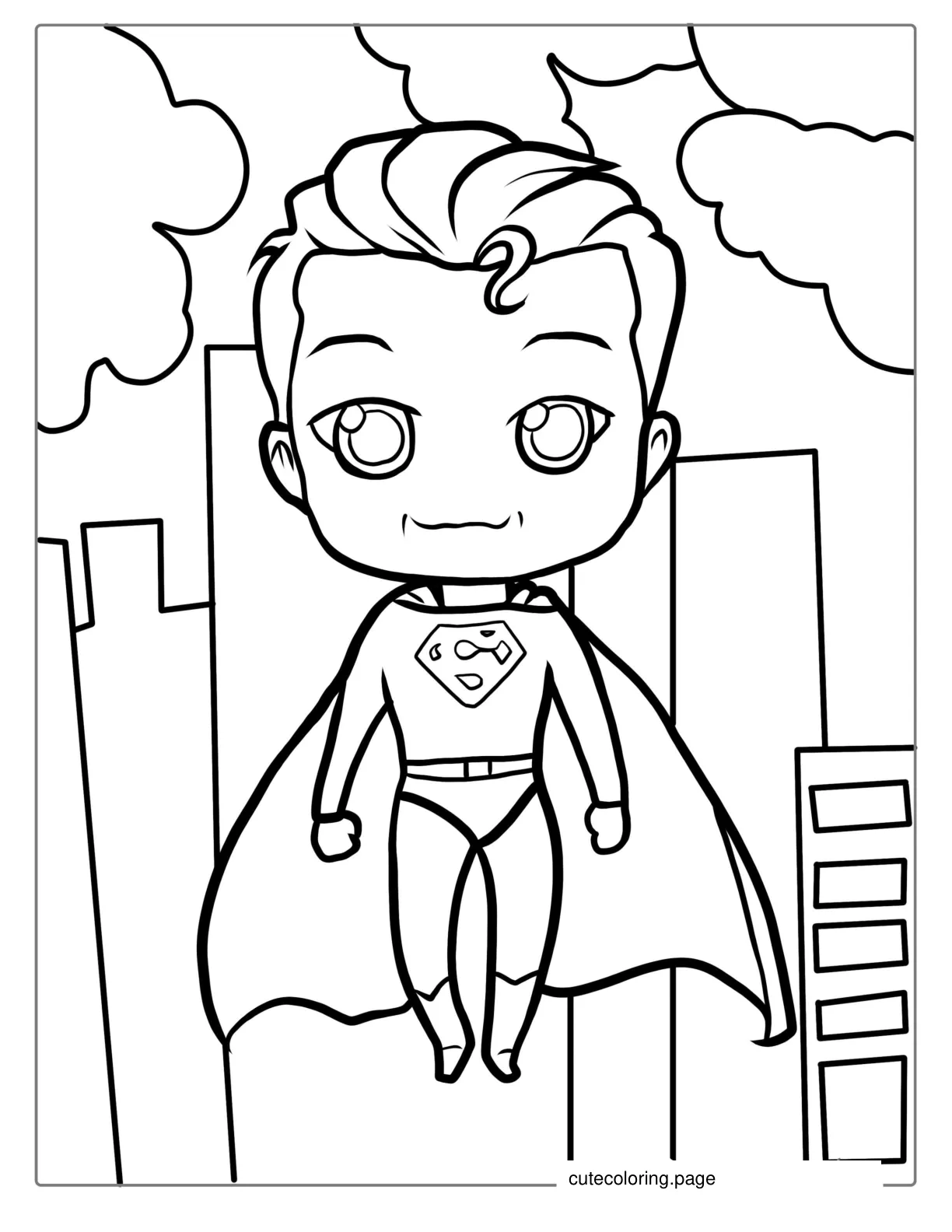 Cute Superman Cartoon Coloring Page For Kids coloring page