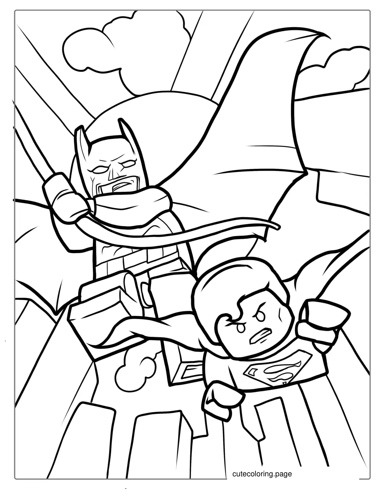 Lego Superman And Batman Coloring For Kids coloring page