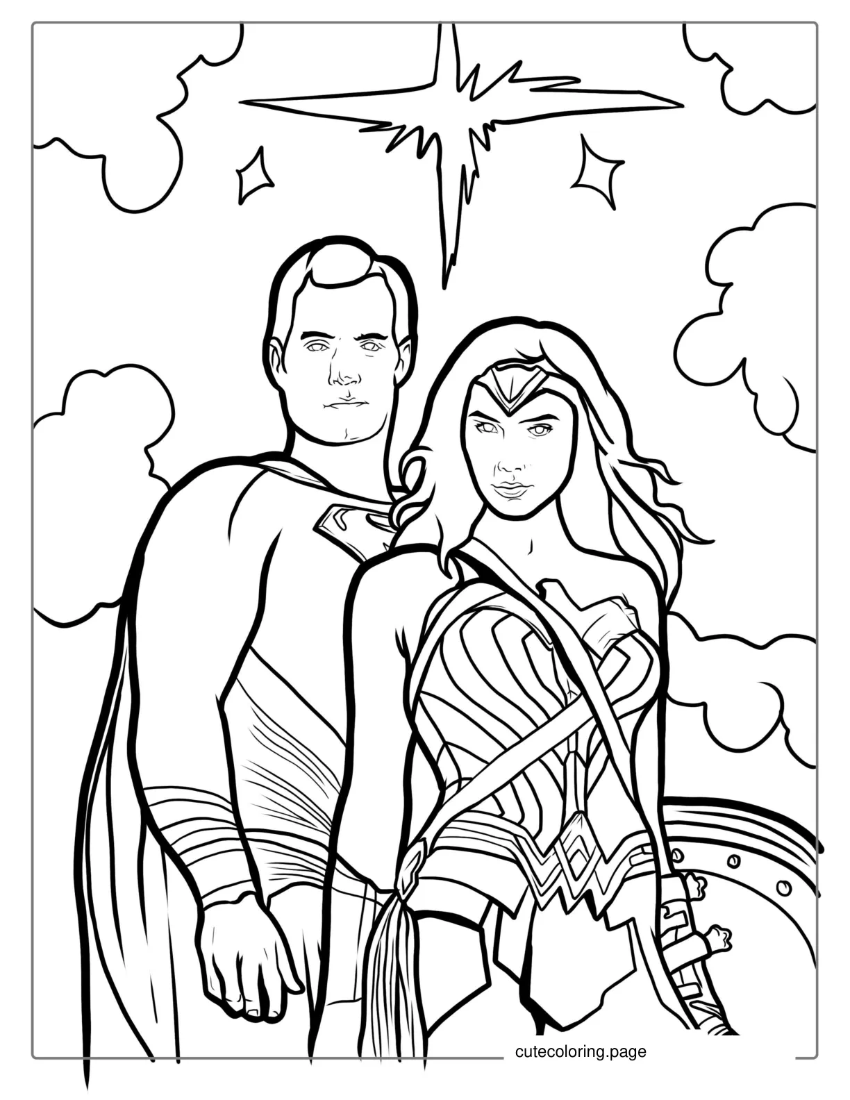 Superman And Wonder Woman Coloring Sheet coloring page