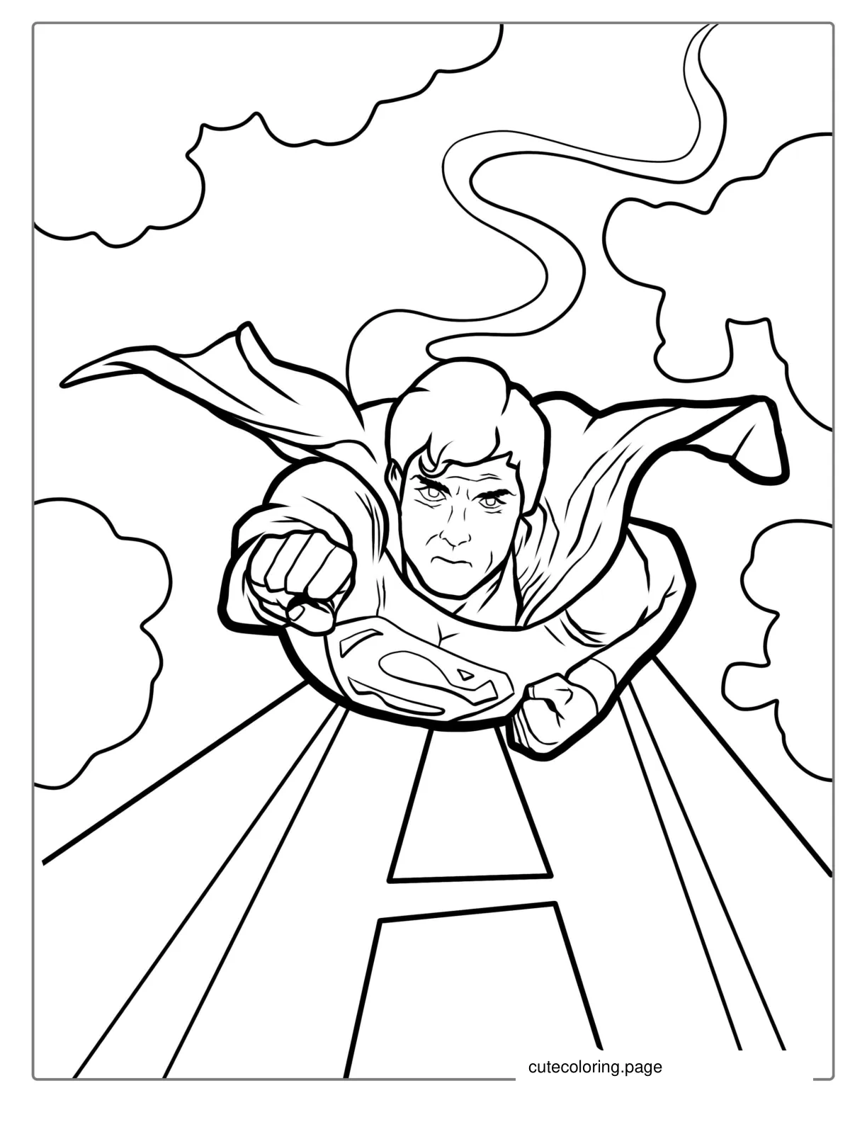 Superman Flying Coloring Page coloring page