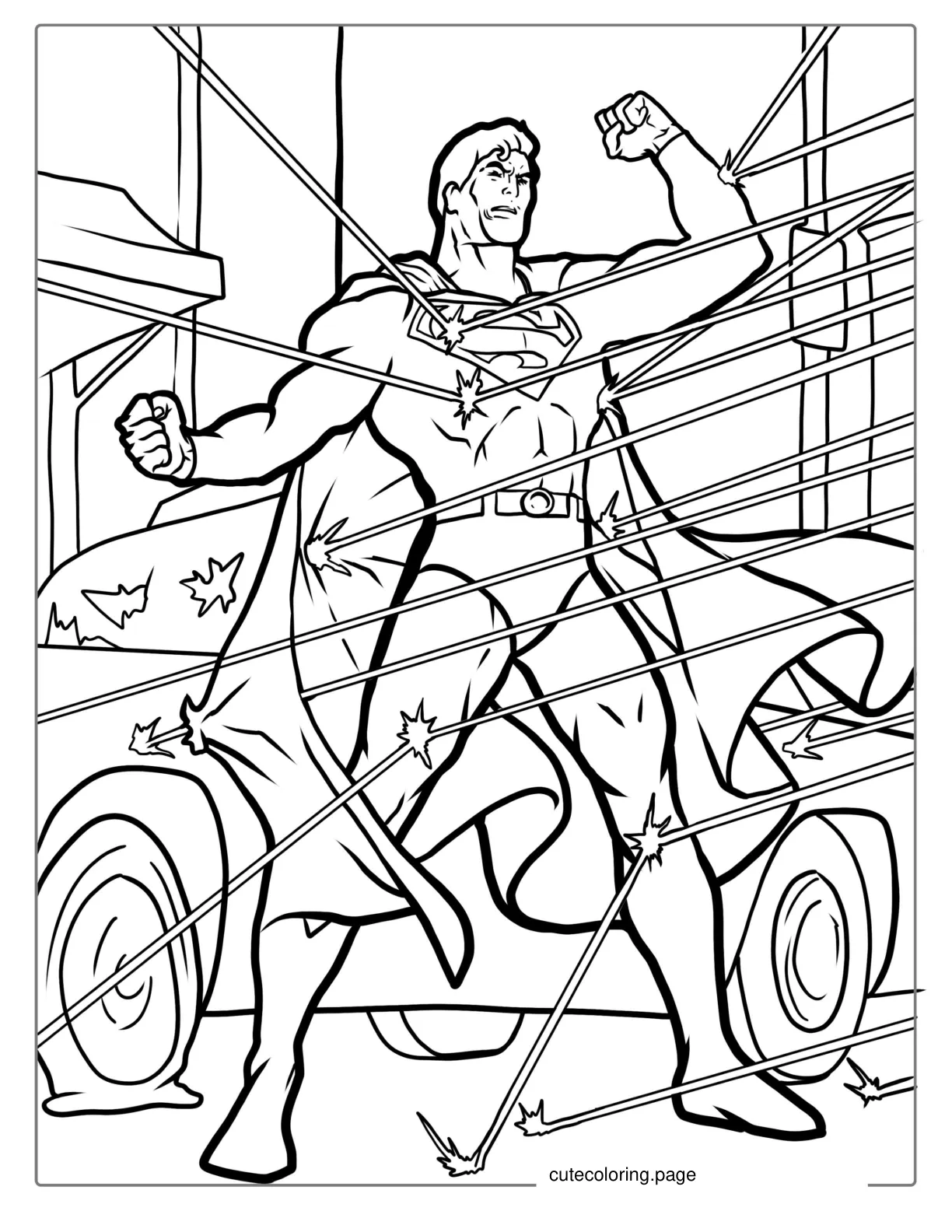 Superman Reflecting Bullets Coloring Page coloring page