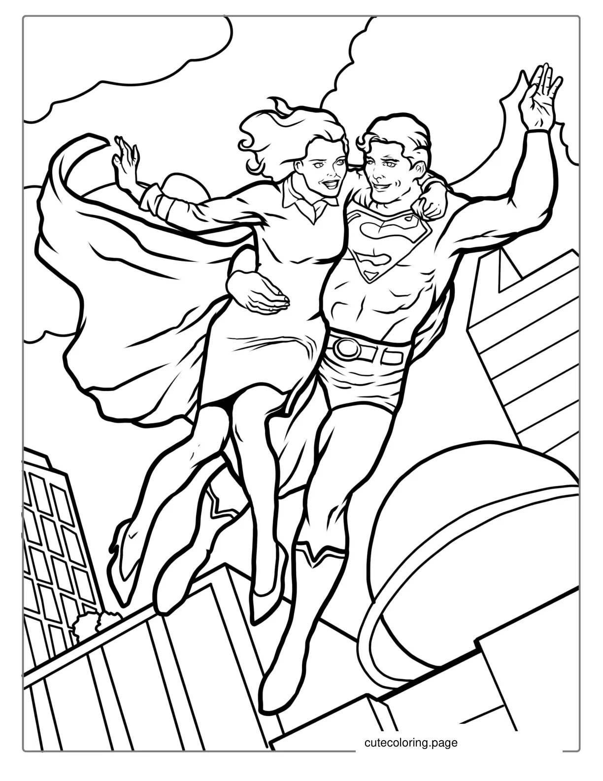 Superman Rescuing Lois Lane Coloring Picture coloring page