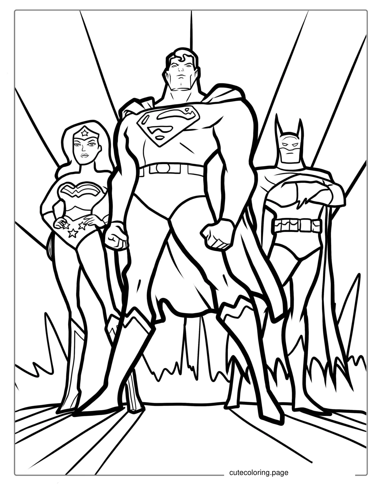 Superman With Batman And Wonder Woman Coloring coloring page