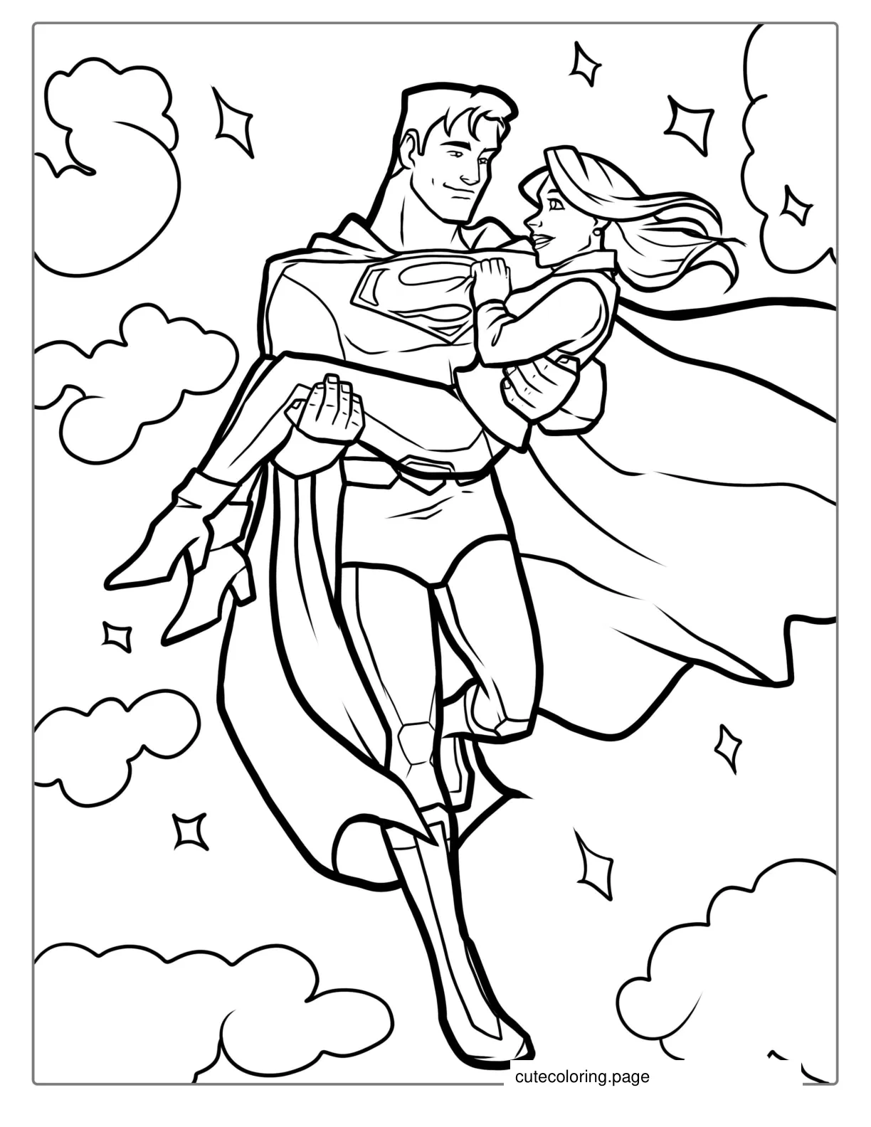 Superman With Lois Lane Coloring Sheet coloring page