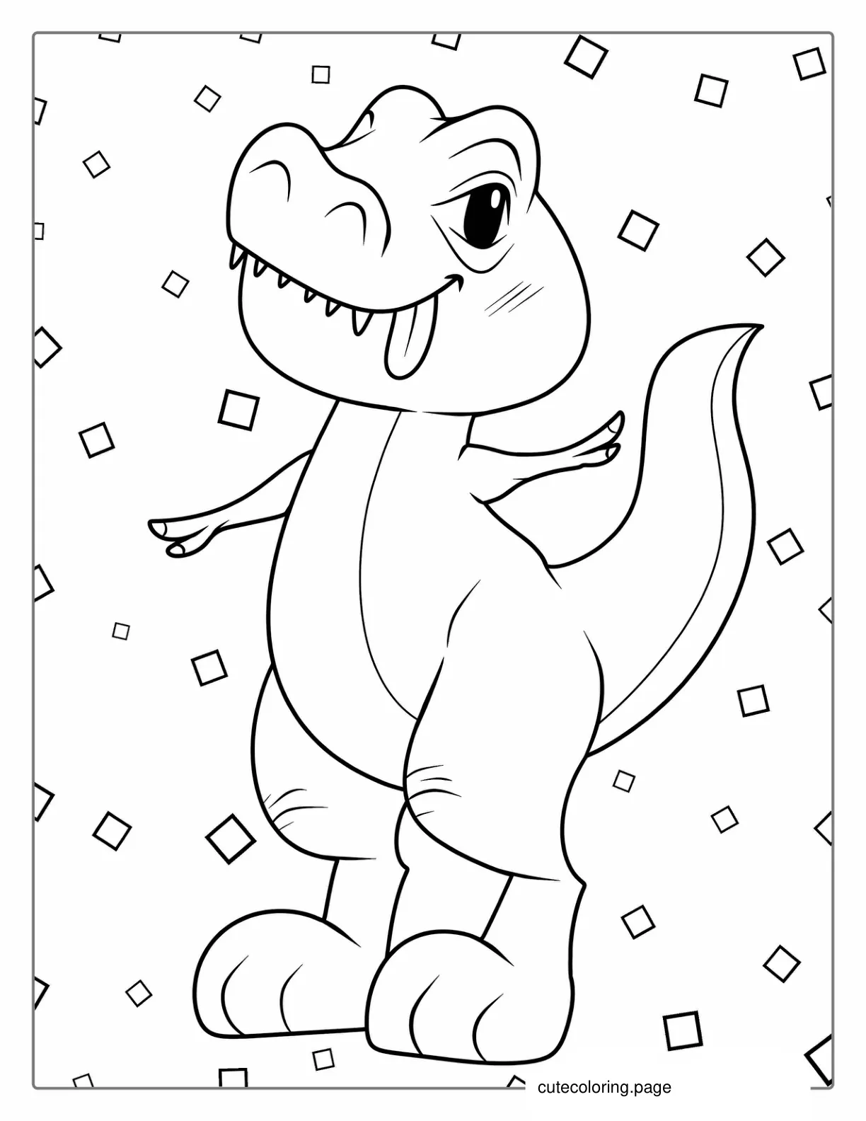 Adorable Kawaii T Rex With Tongue Out coloring page