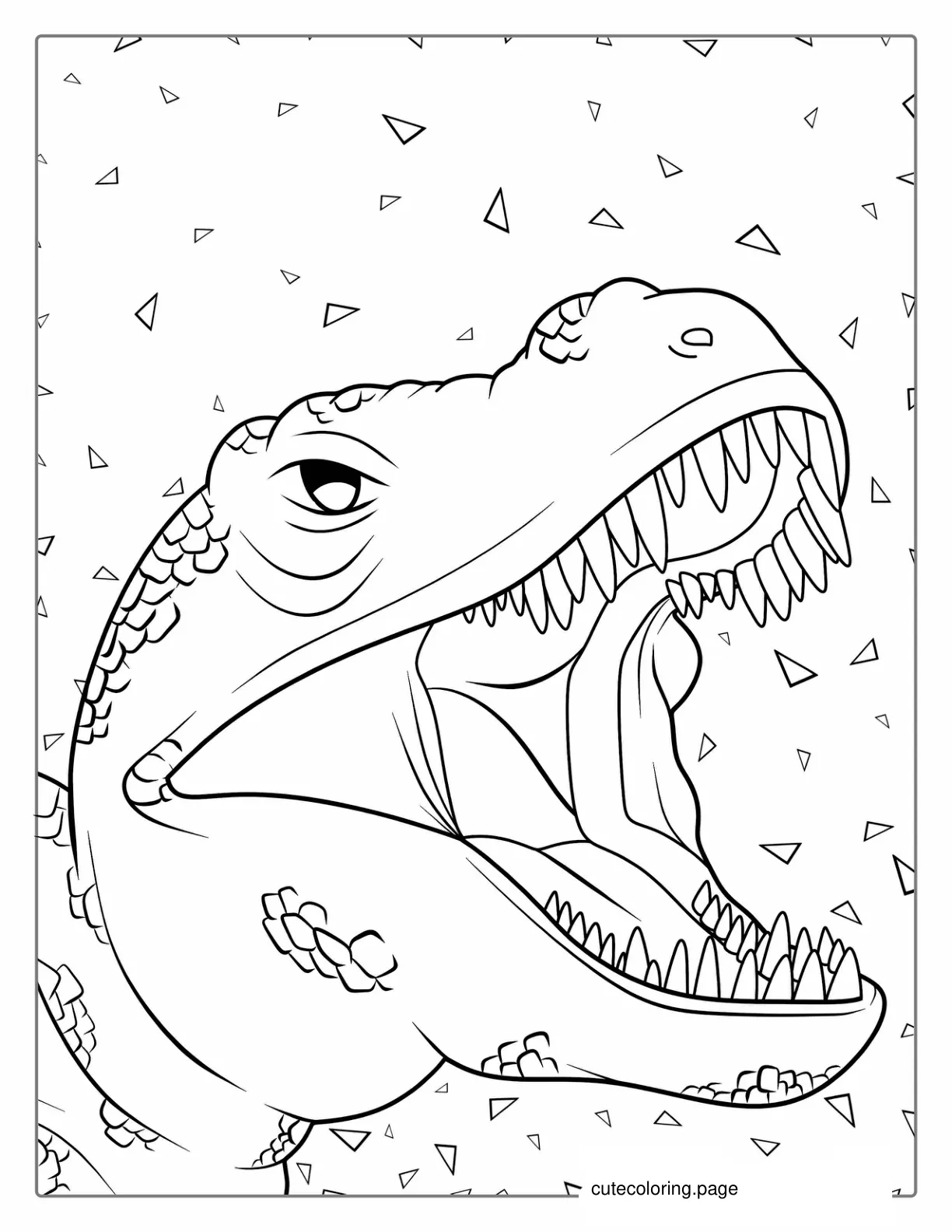 Close Up Of T Rex Head Coloring Sheet coloring page