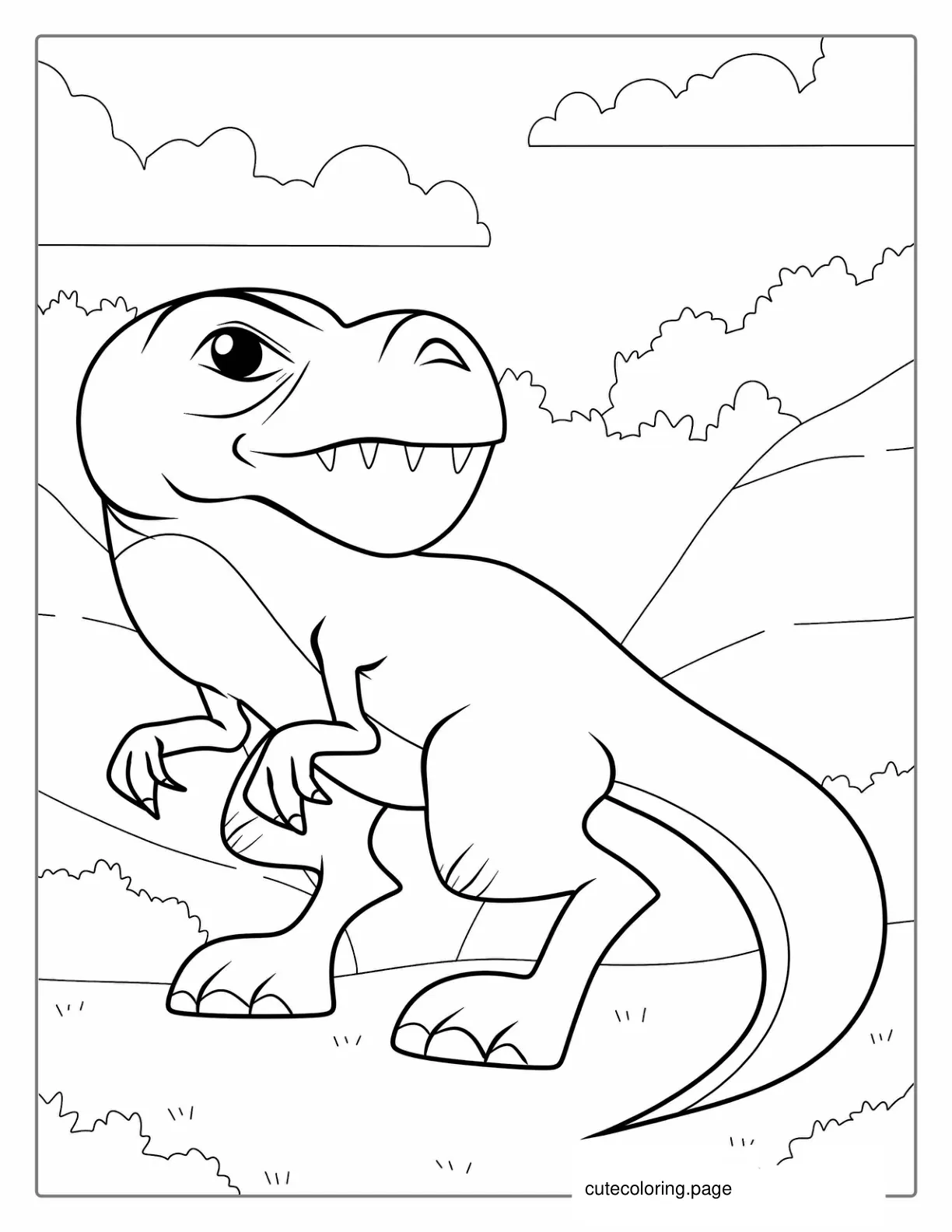 Coloring Page Of a Simple To Color Tyrannosaurus Rex coloring page