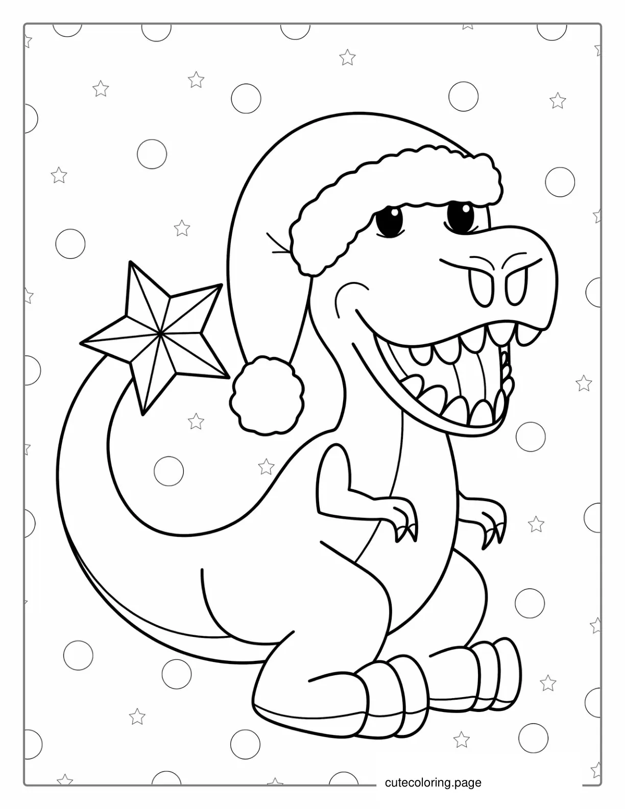 Cute Christmas Themed T Rex Coloring Page coloring page