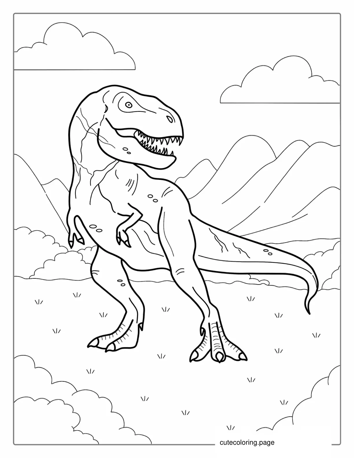 Detailed Tyrannosaurus Rex Coloring Sheet coloring page