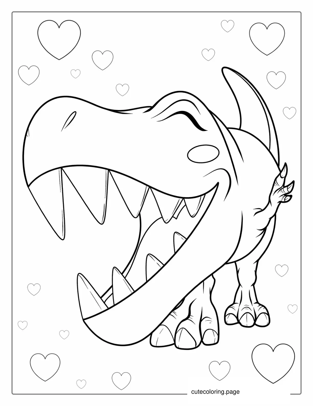 Kawaii Themed T Rex Coloring Picture coloring page