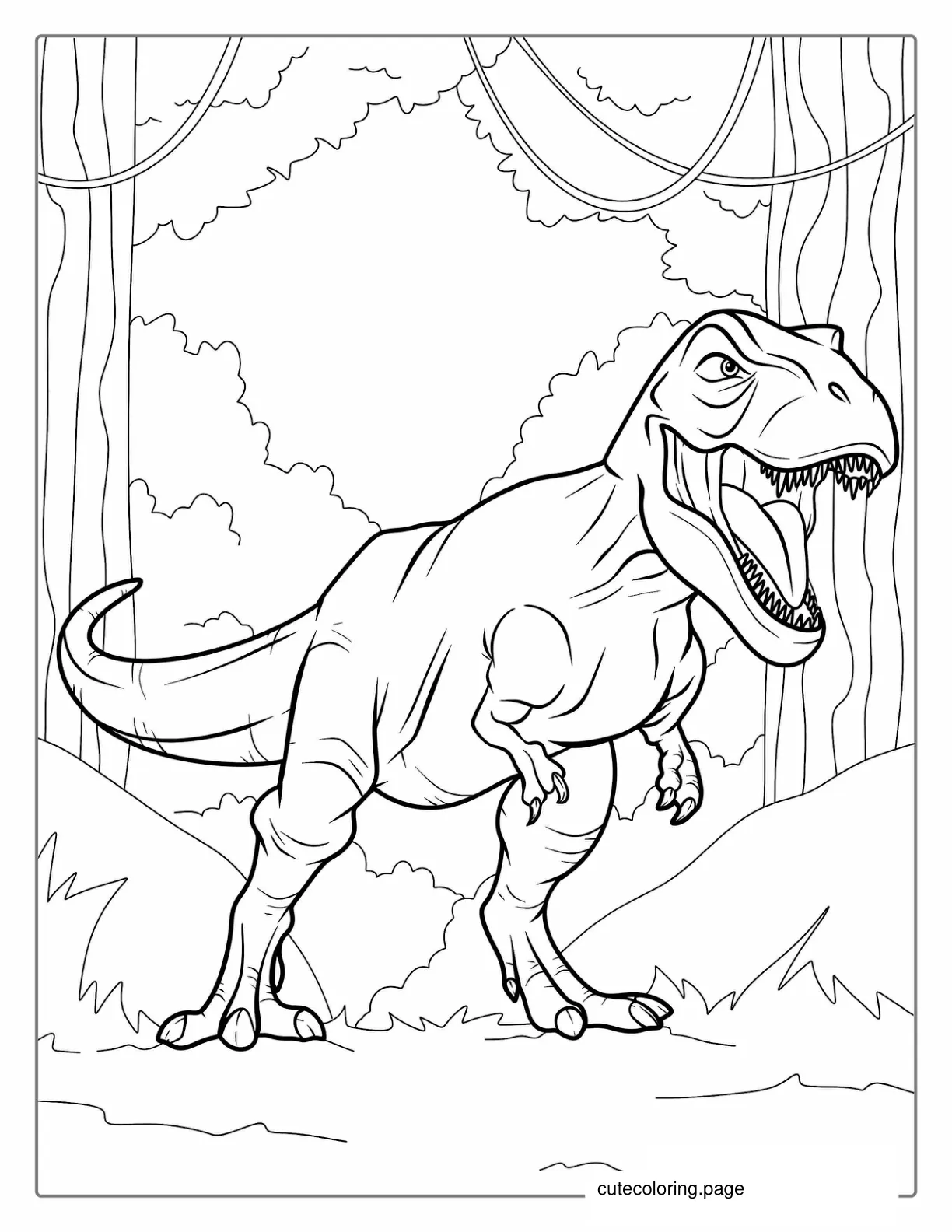 Realistic T Rex Coloring Page For Kids coloring page