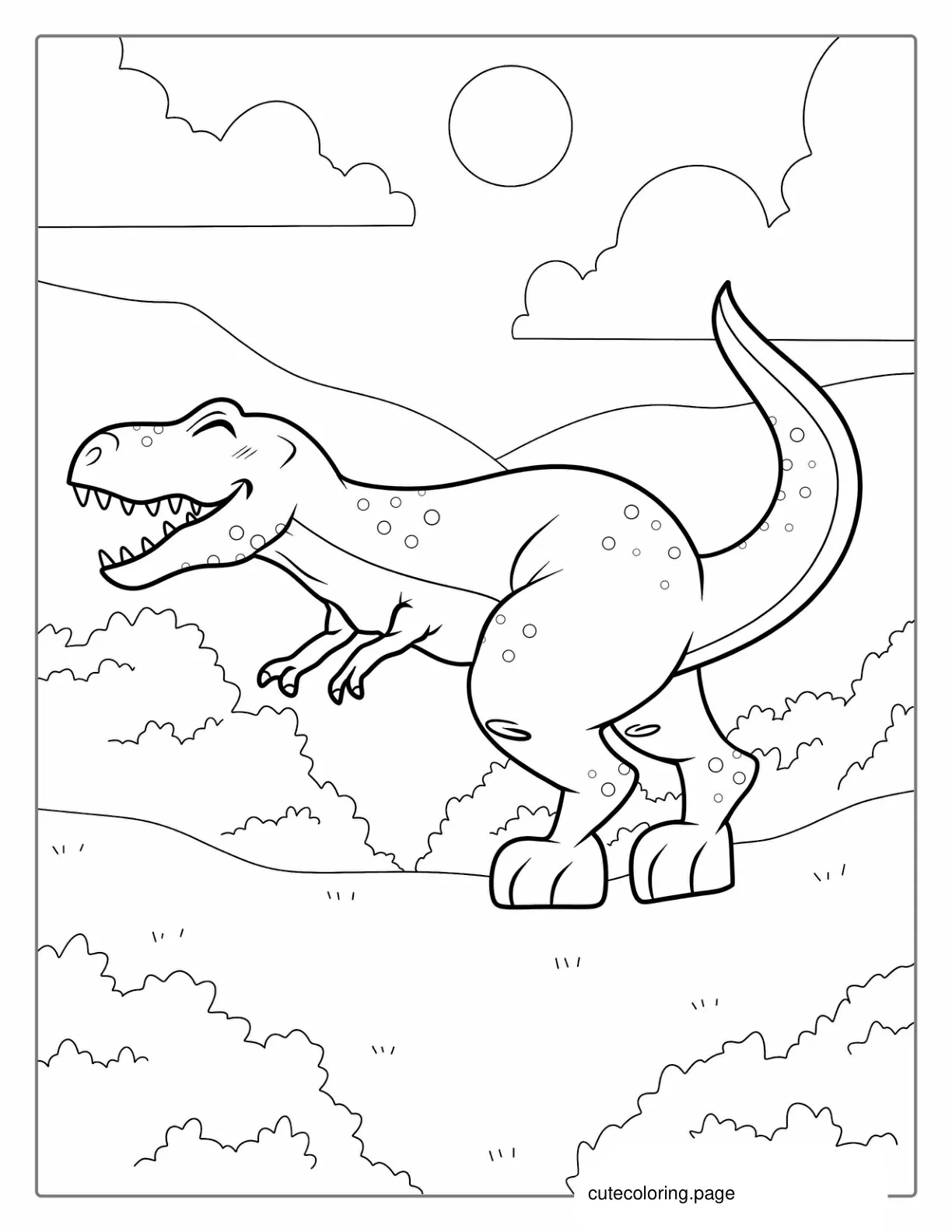 Smiling Tyrannosaurus Rex Coloring Page coloring page