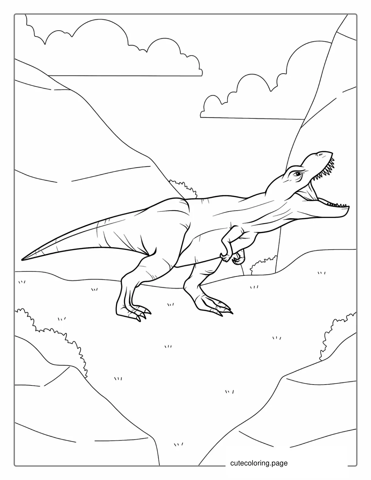 T Rex Roaring Coloring Sheet coloring page