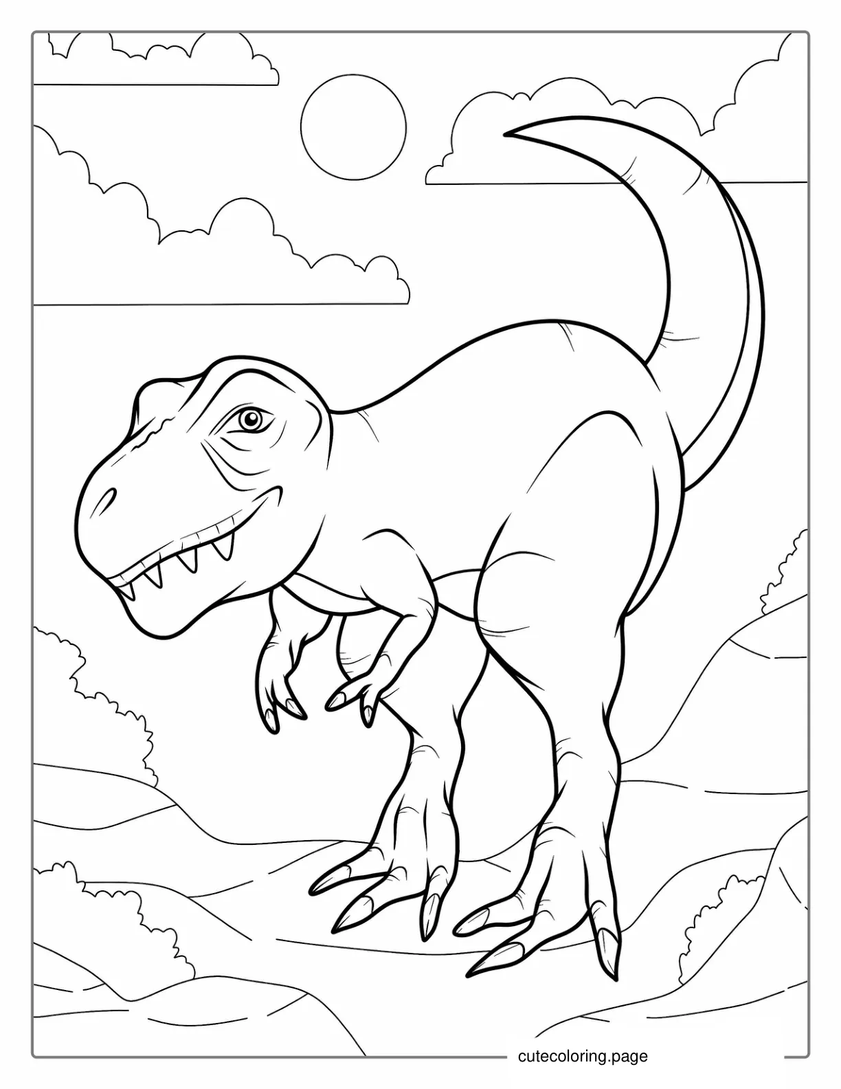 T Rex With Little Arms To Color coloring page