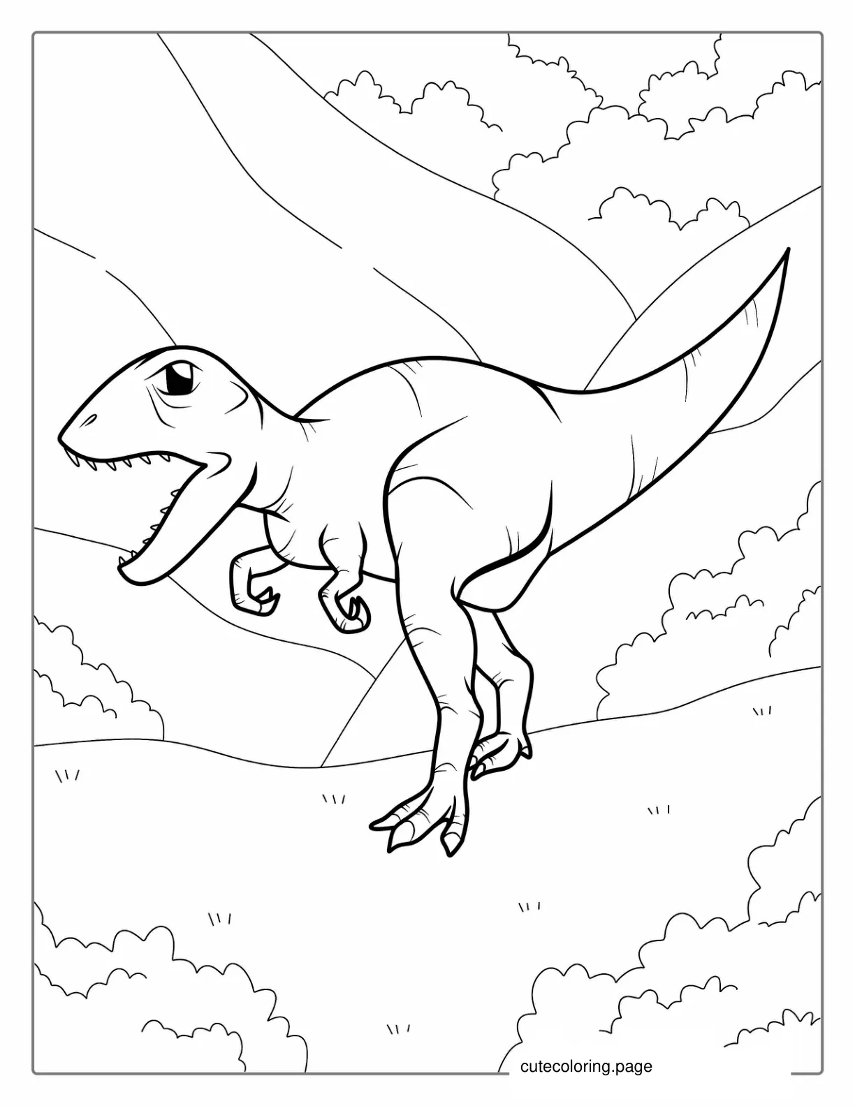 Young T Rex Hunting For Dinner To Color coloring page