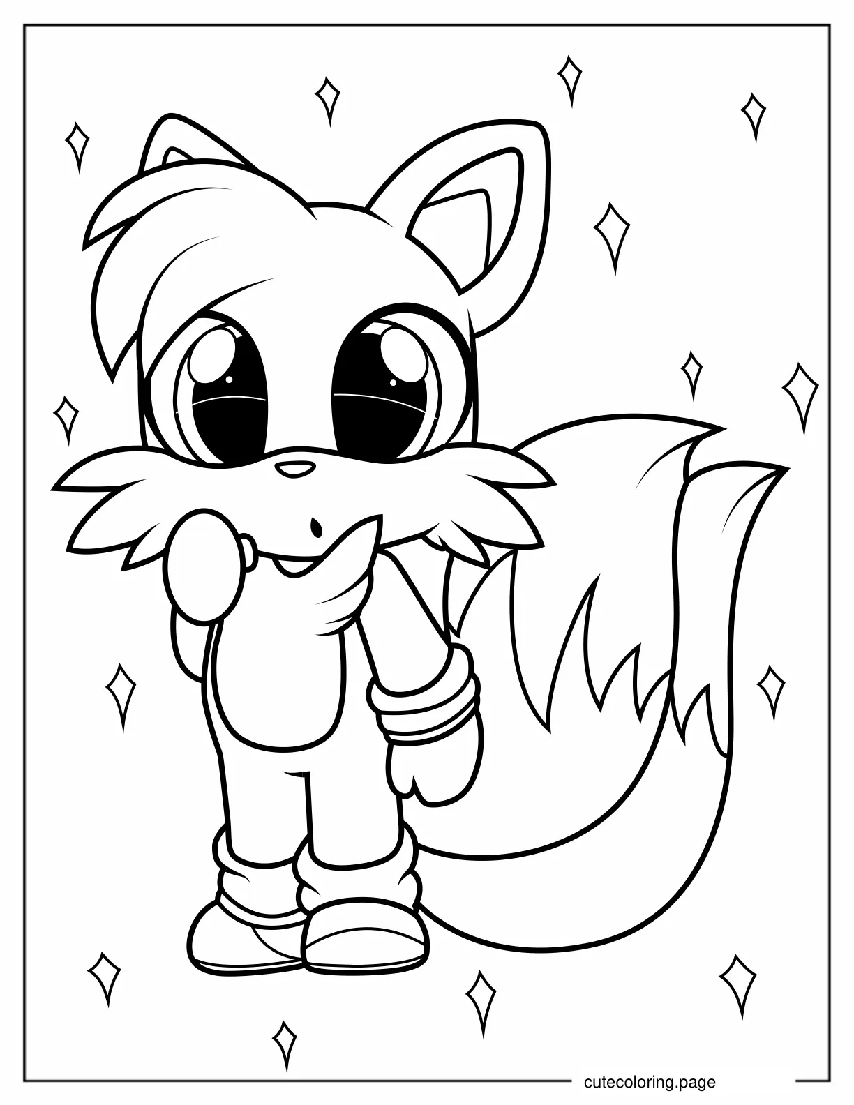 Kawaii Cartoon Tails Coloring Page For Kids coloring page