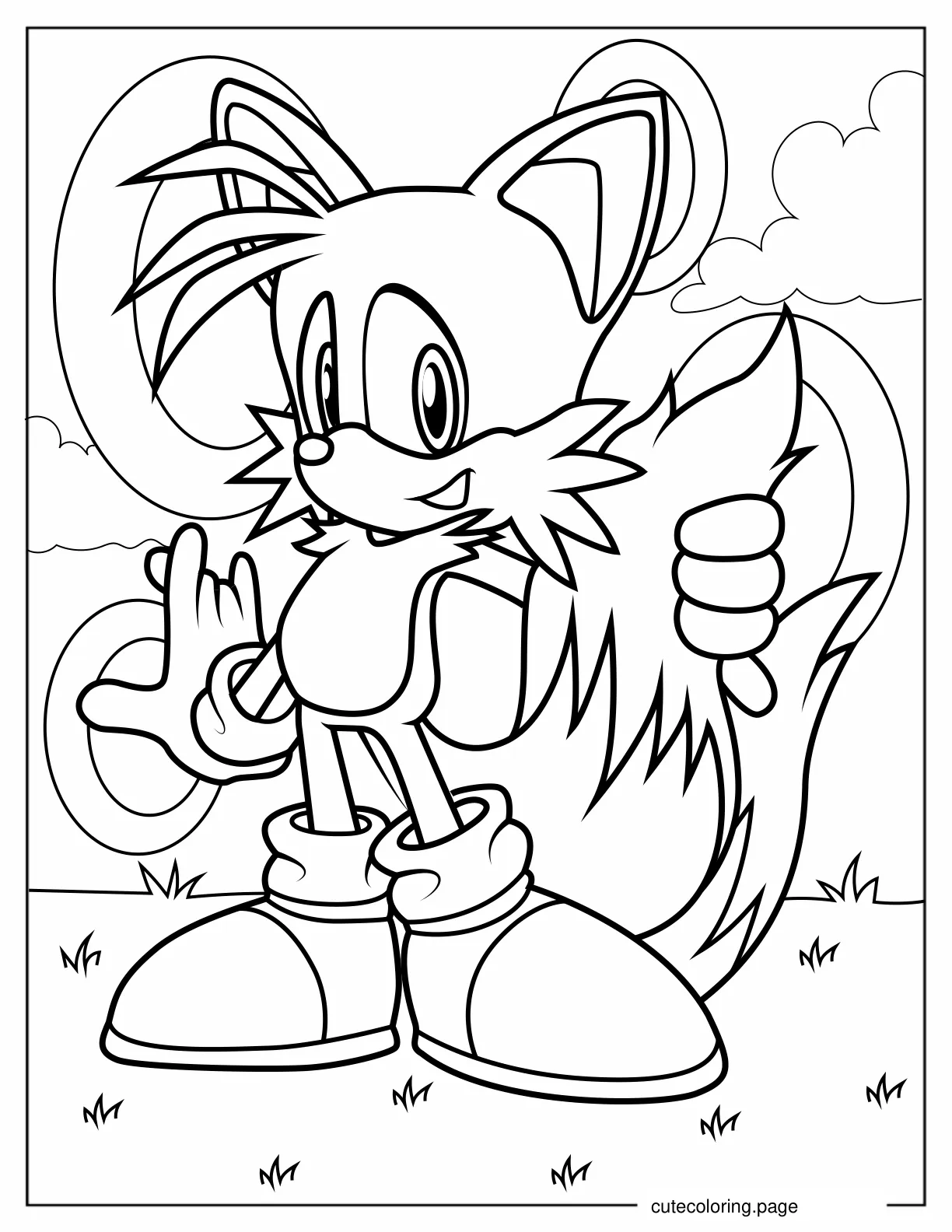 Smiling Tails Surrounded By Gold Rings coloring page