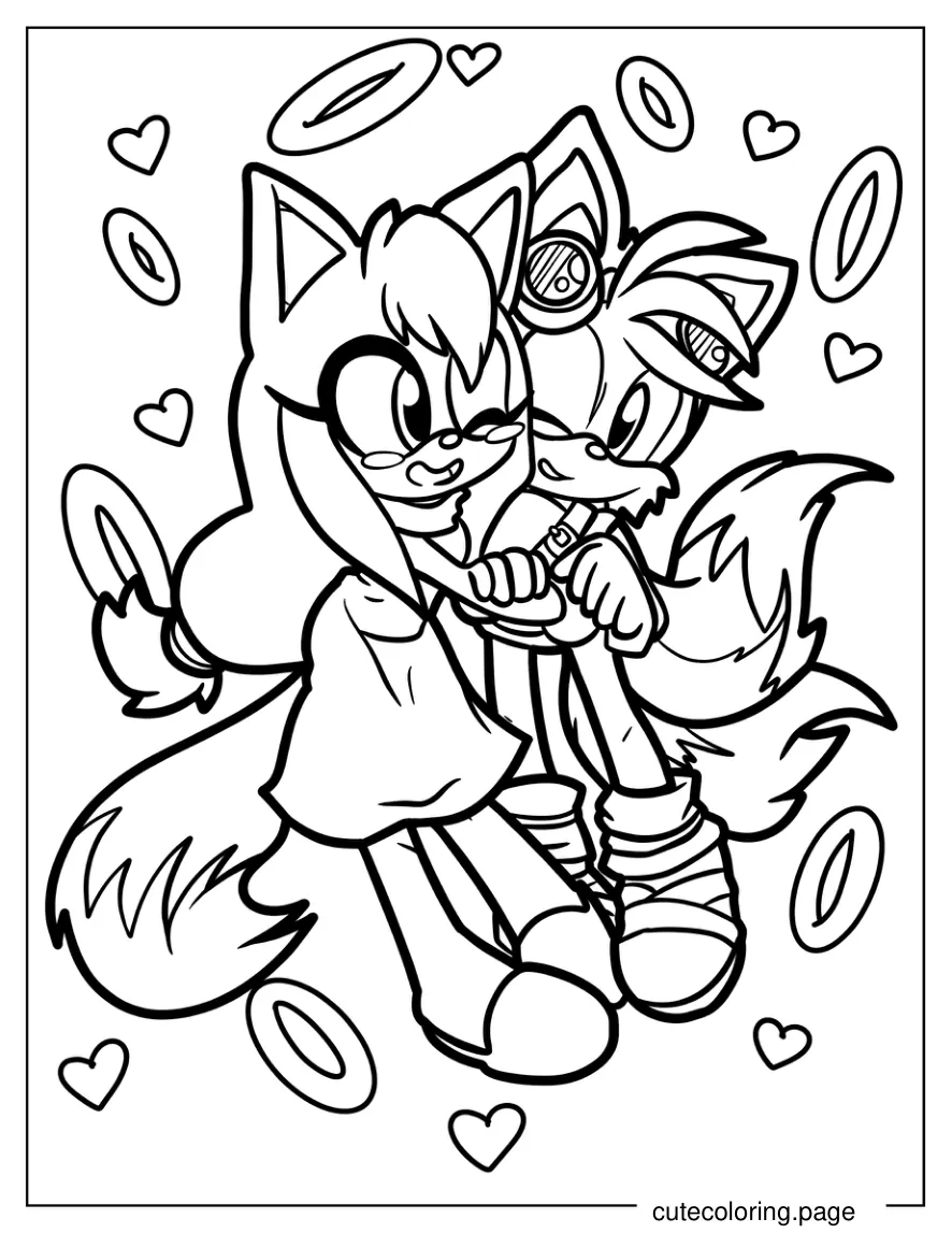 Tails And Zooey In Love Coloring Sheet coloring page