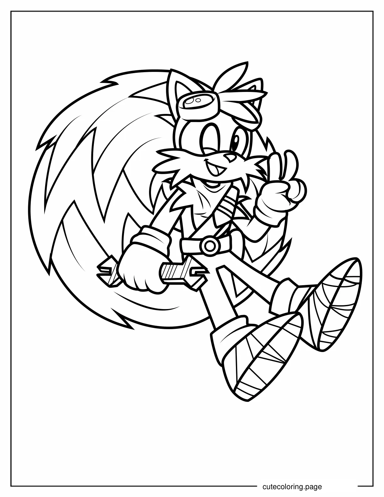 Tails Doing Peace Sign Outline Coloring Sheet coloring page