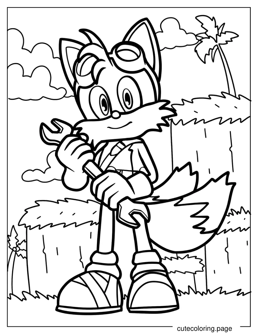 Tails Holding The Wrench coloring page