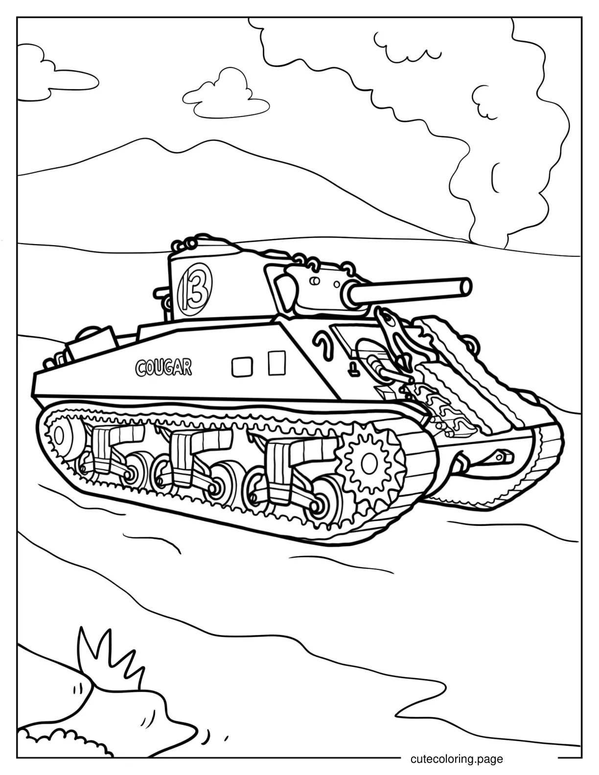 Accurate Coloring Page of Cougar 13 Tank  coloring page