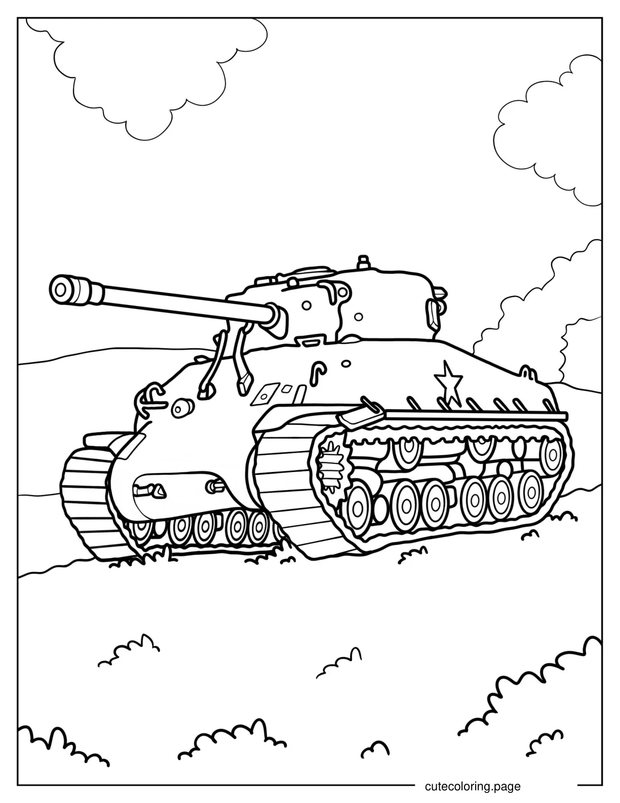 Coloring Page of Military Tank on Standby coloring page